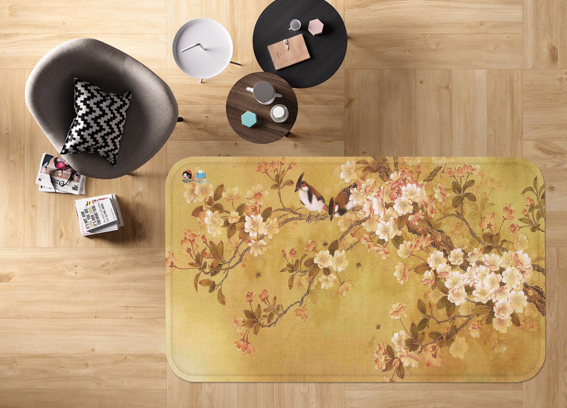 3D Flowers Tree Birds 44 Non Slip Rug Mat Mat AJ Creativity Home 