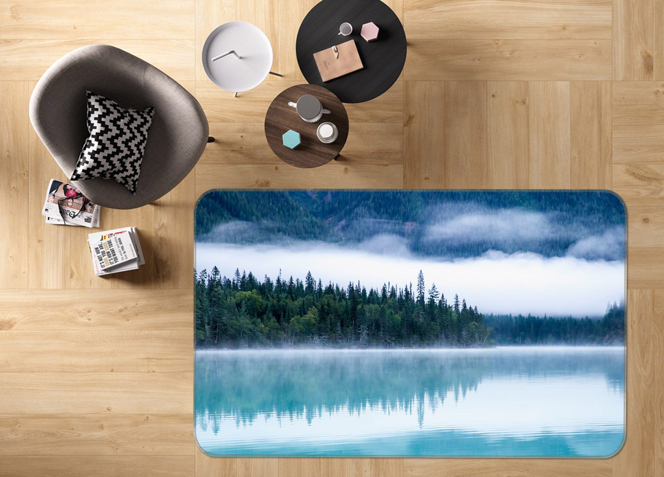 3D Tree Lake 35170 Non Slip Rug Mat