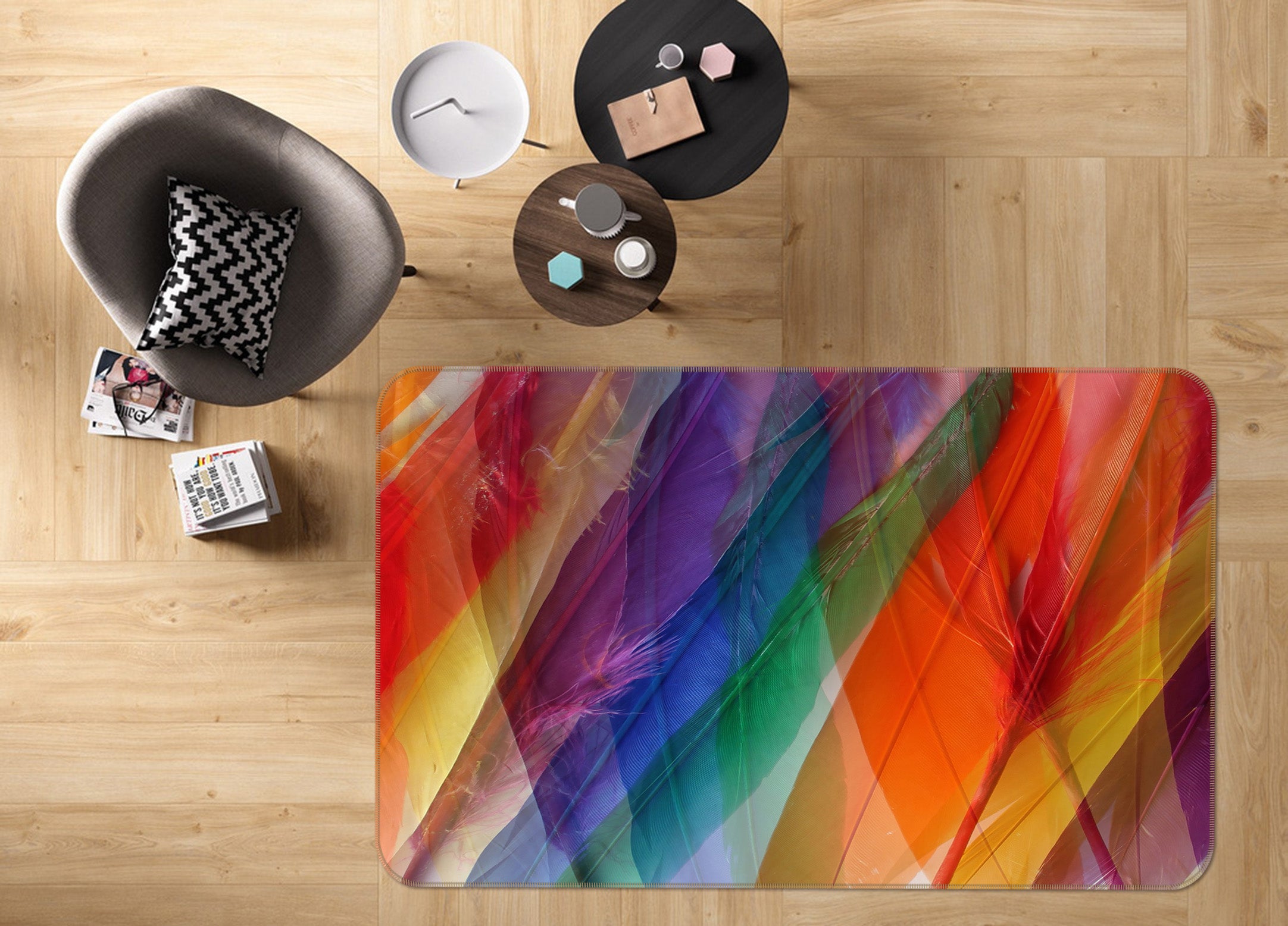 3D Feather 70037 Shandra Smith Rug Non Slip Rug Mat