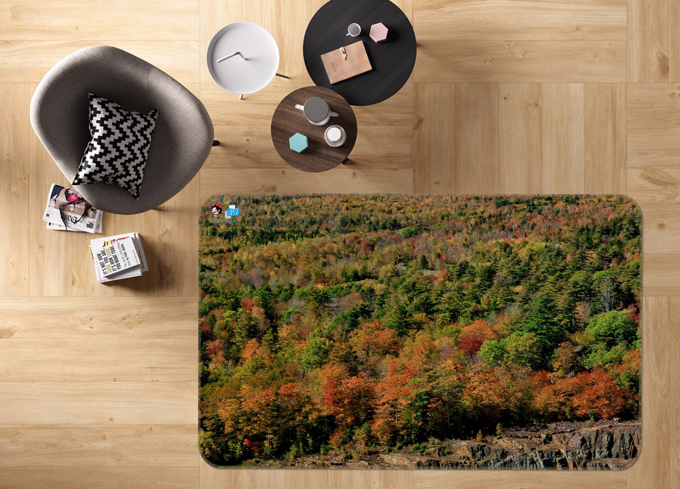 3D Red Orange Striation 62058 Kathy Barefield Rug Non Slip Rug Mat