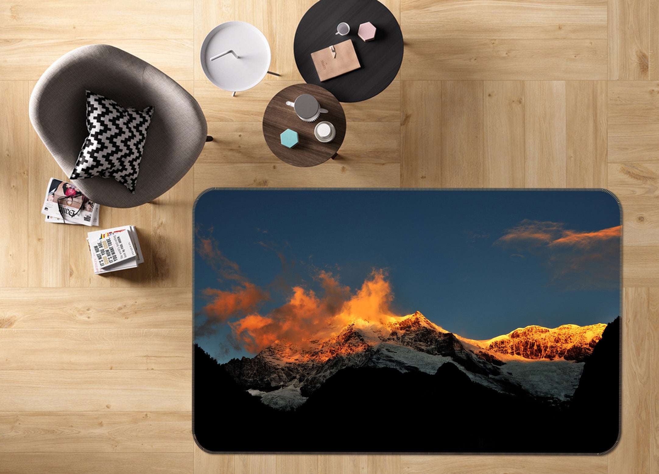 3D Mountains 31159 Non Slip Rug Mat