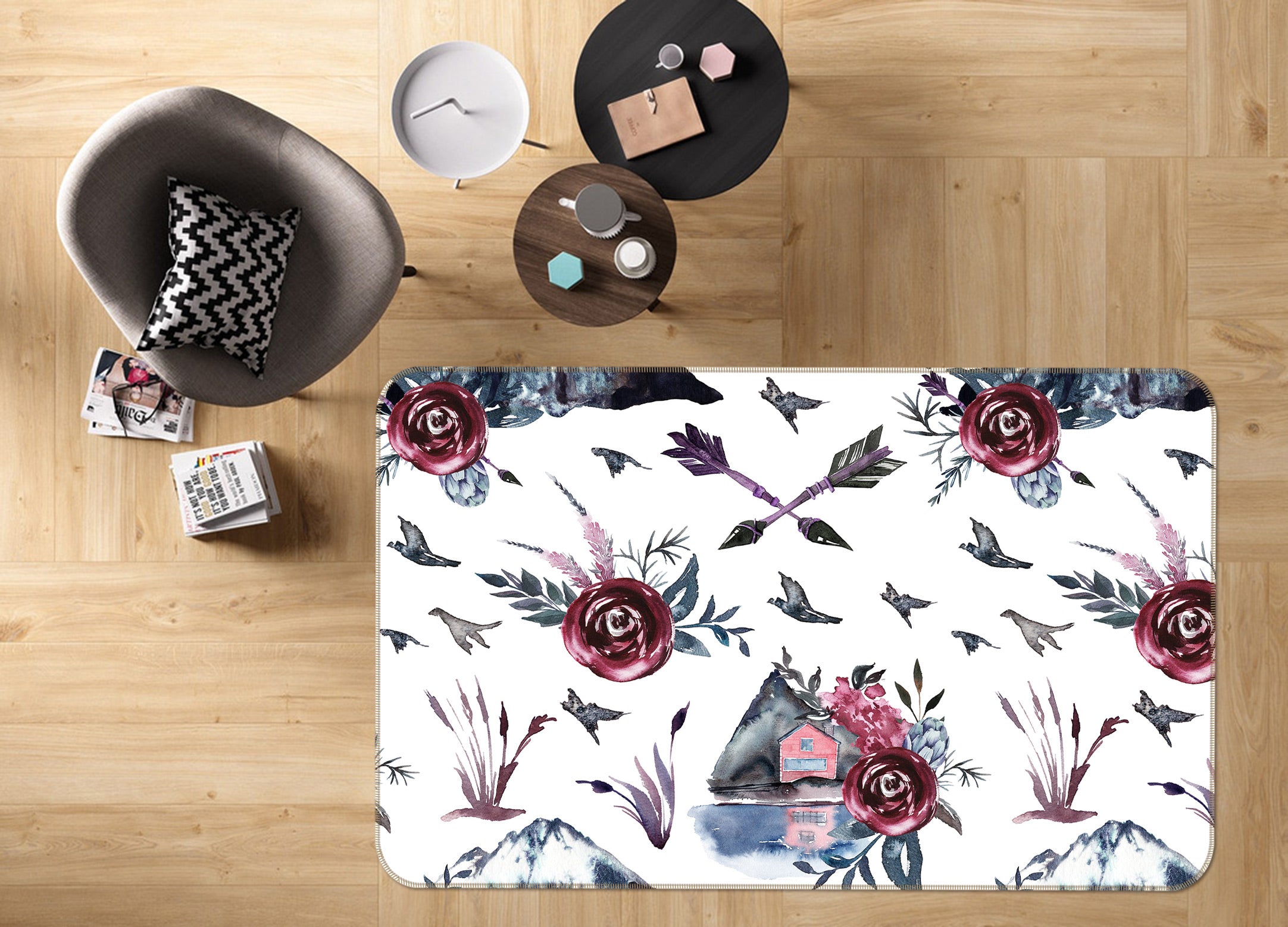 3D Arrow Flower 096 Uta Naumann Rug Non Slip Rug Mat
