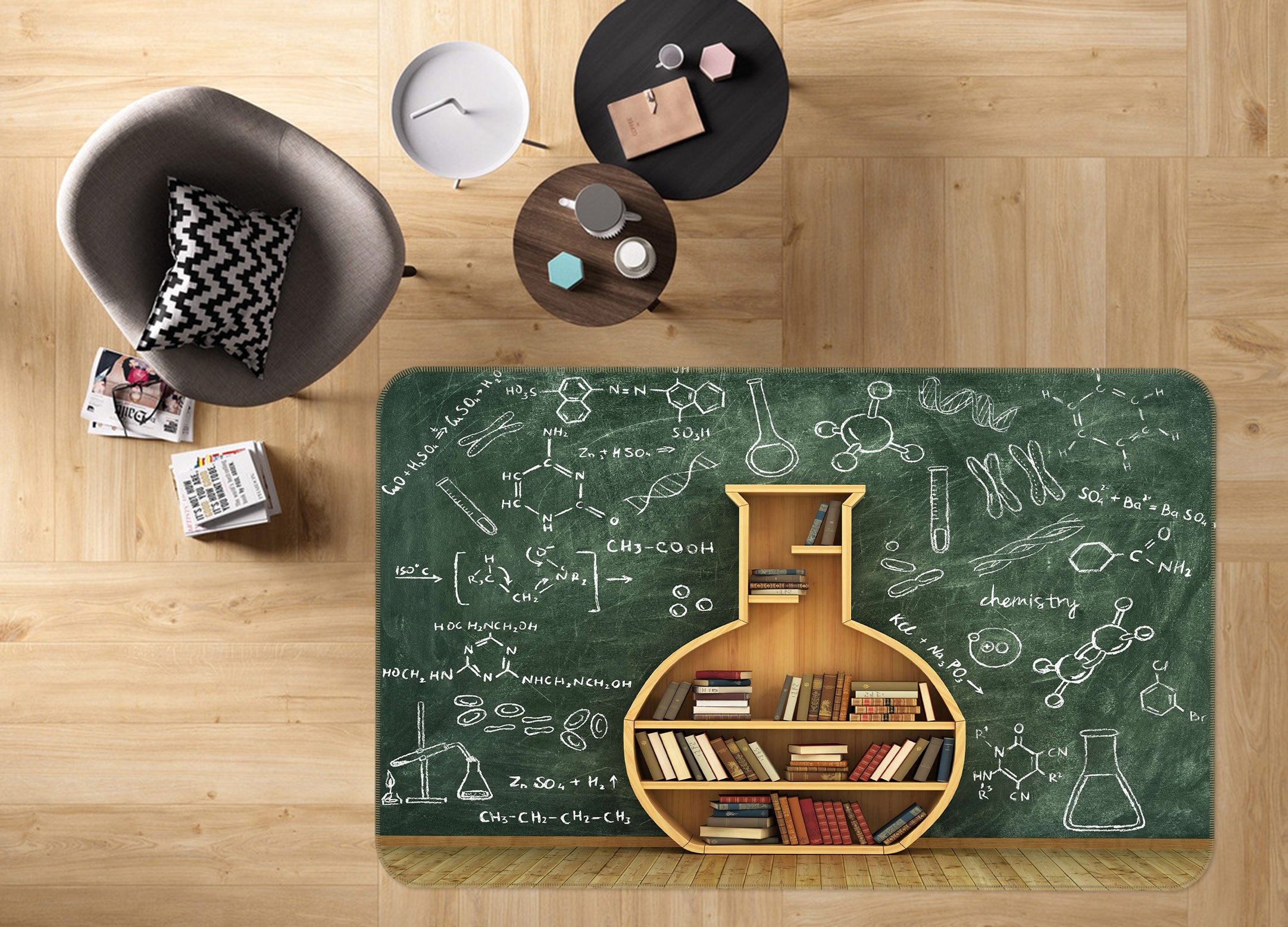 3D Bookshelf 77127 Non Slip Rug Mat