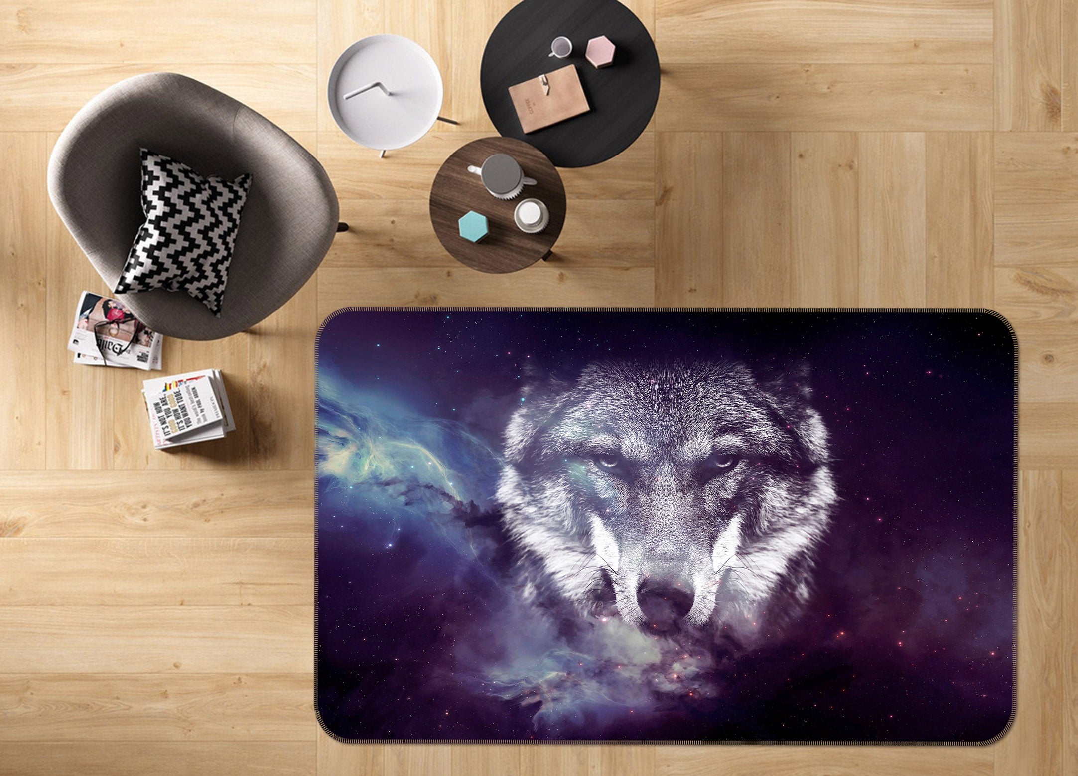 3D Wolf 36081 Non Slip Rug Mat
