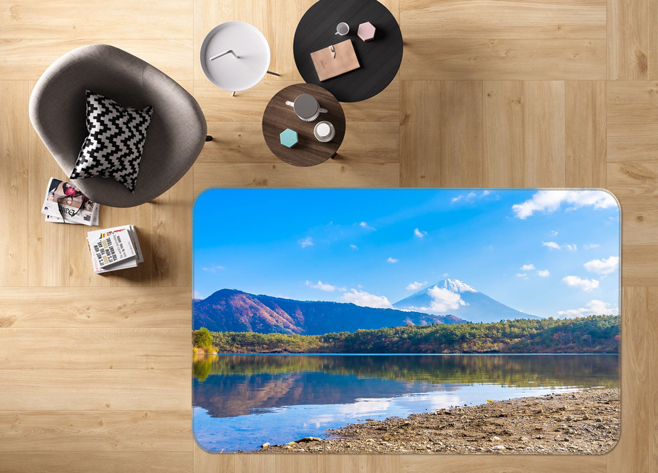 3D Mountain Lake 31096 Non Slip Rug Mat