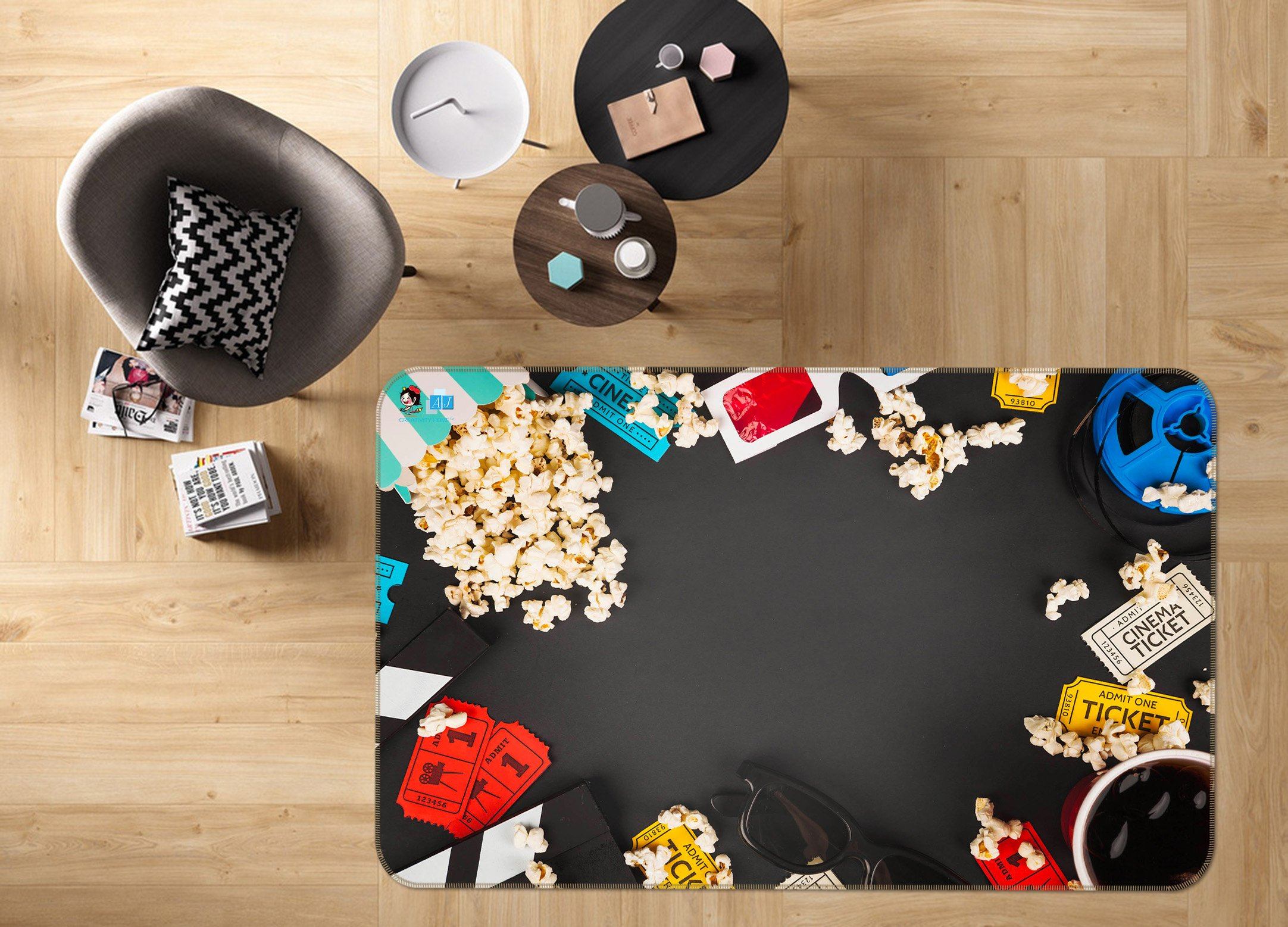 3D Popcorn Glasses 196 Non Slip Rug Mat Mat AJ Creativity Home 