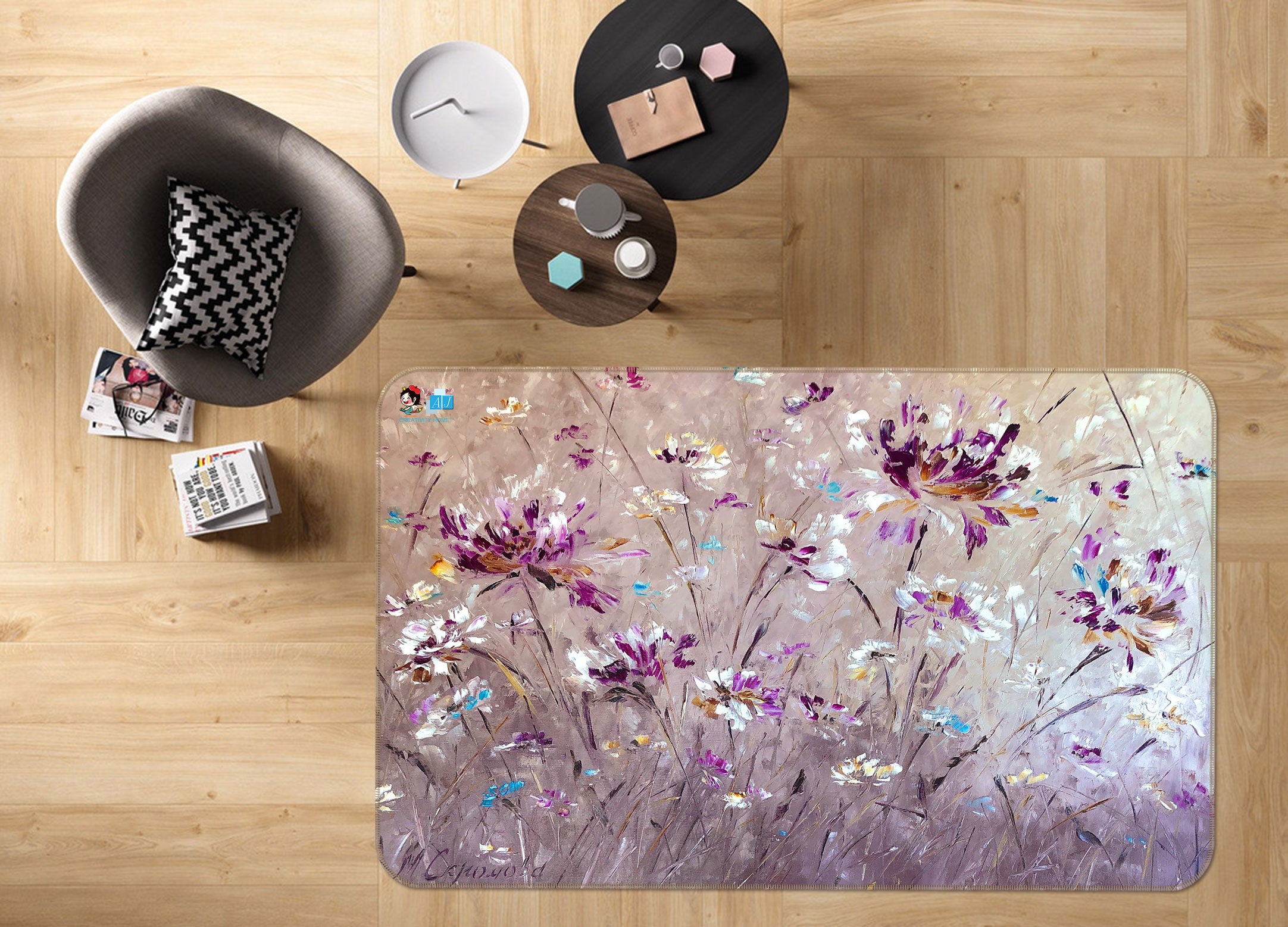 3D Cute Wildflowers 1142 Skromova Marina Rug Non Slip Rug Mat
