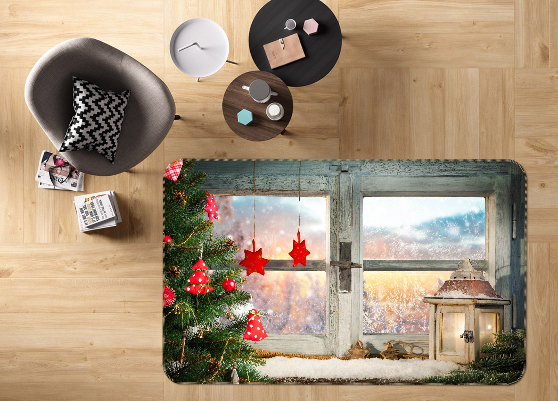 3D Tree Window 65076 Non Slip Rug Mat