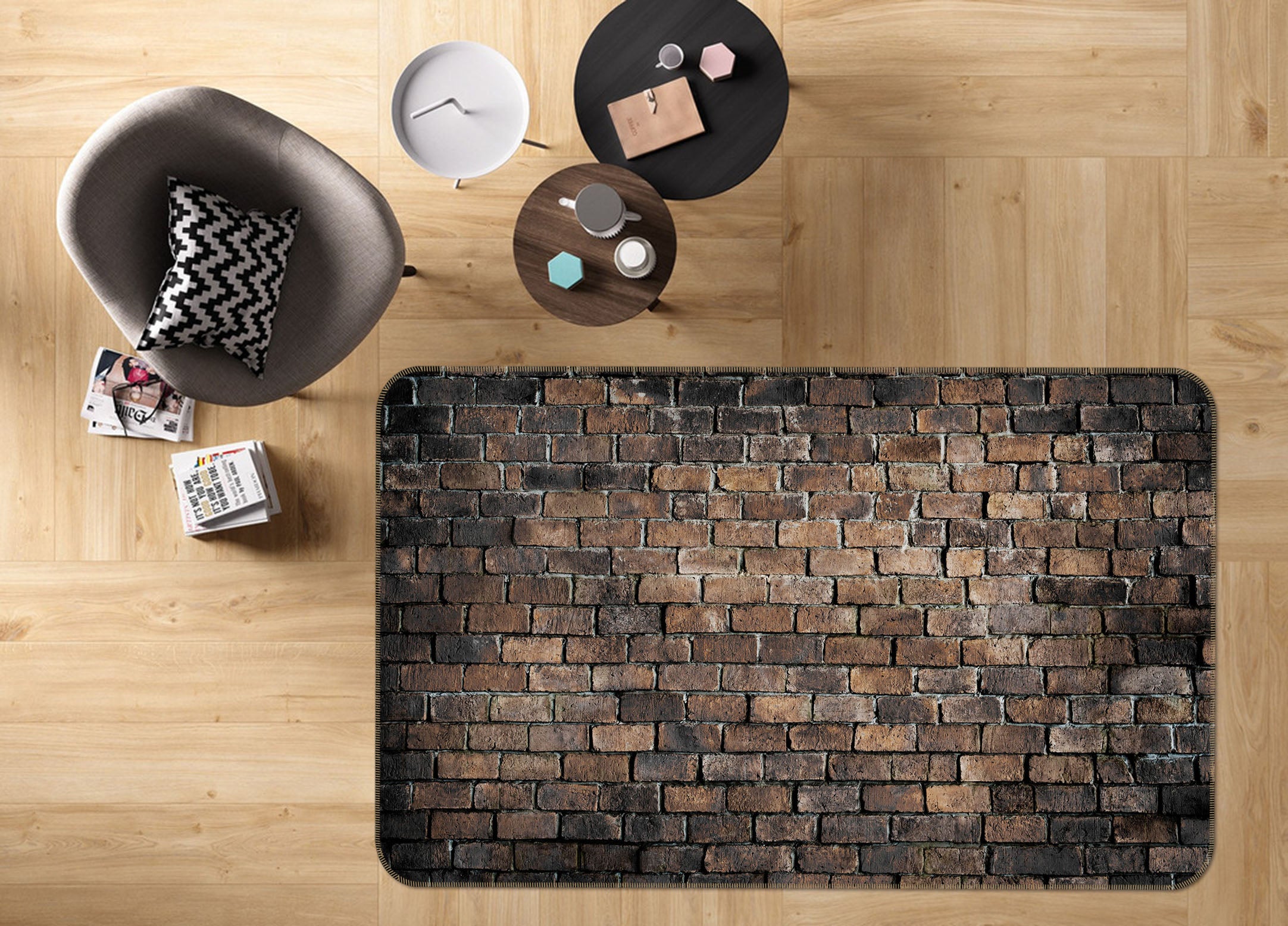 3D Brick Texture 31105 Non Slip Rug Mat