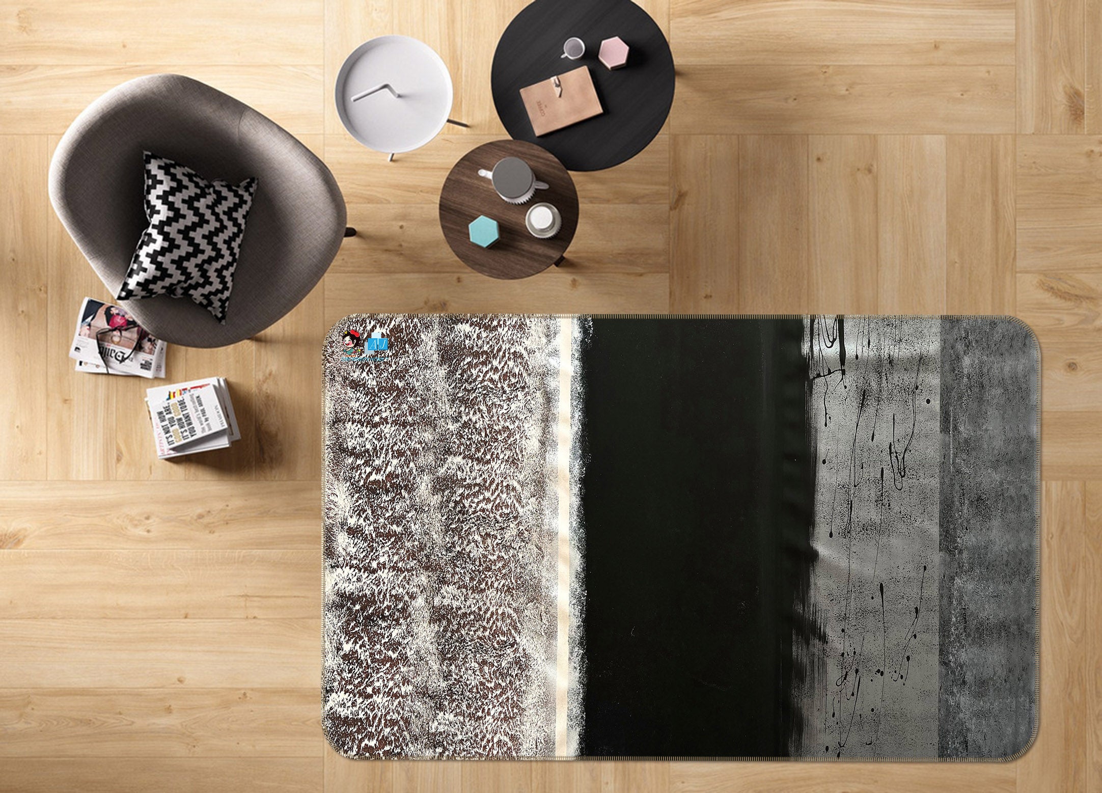 3D Dark Paint 4107 Skromova Marina Rug Non Slip Rug Mat