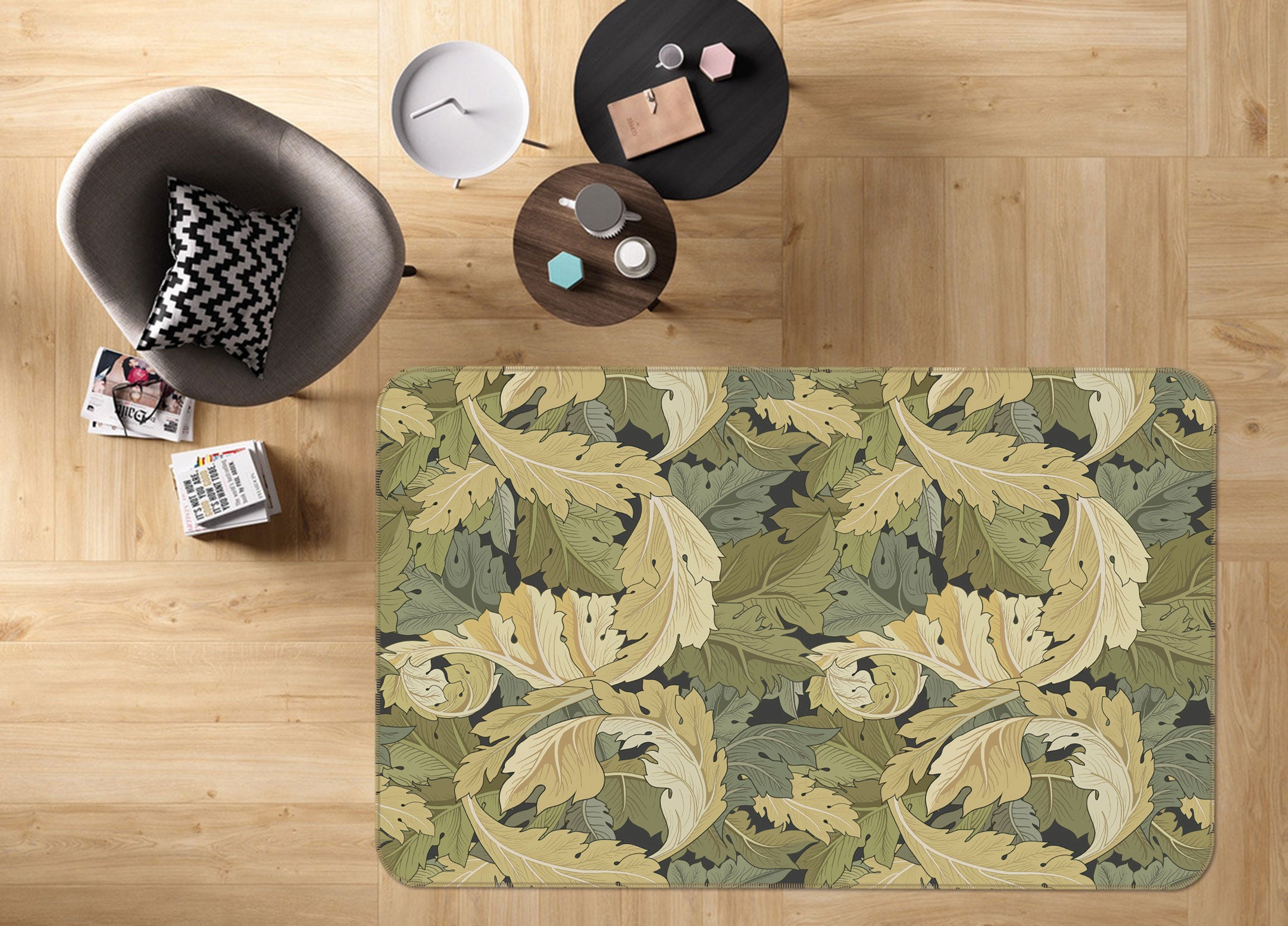 3D Leaf Pattern 33001 Non Slip Rug Mat