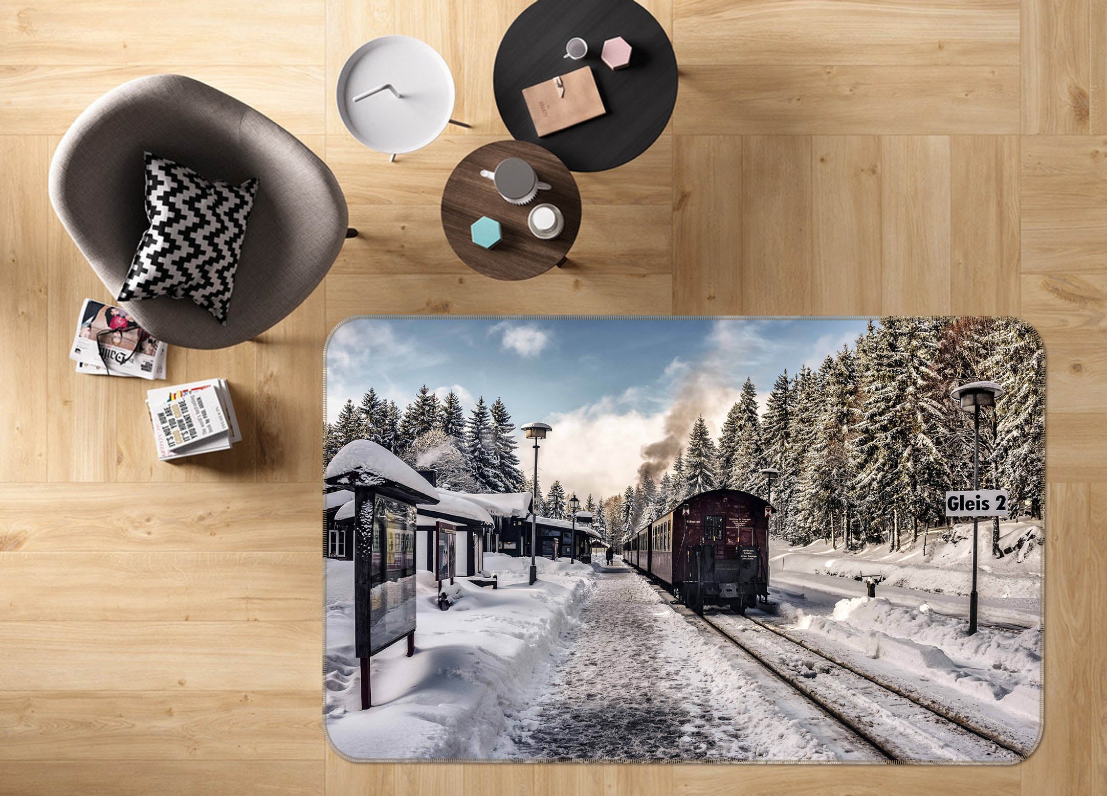 3D Snow Train 38245 Vehicle Non Slip Rug Mat