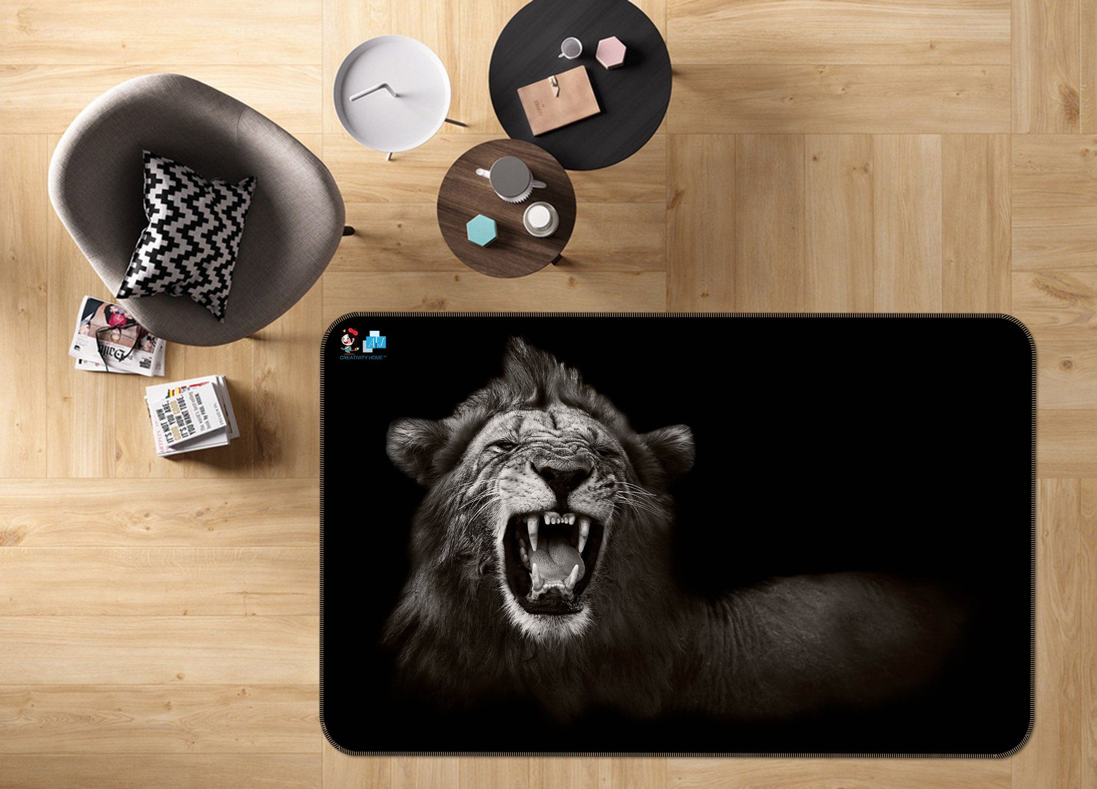 3D Funny Lion 241 Non Slip Rug Mat Mat AJ Creativity Home 