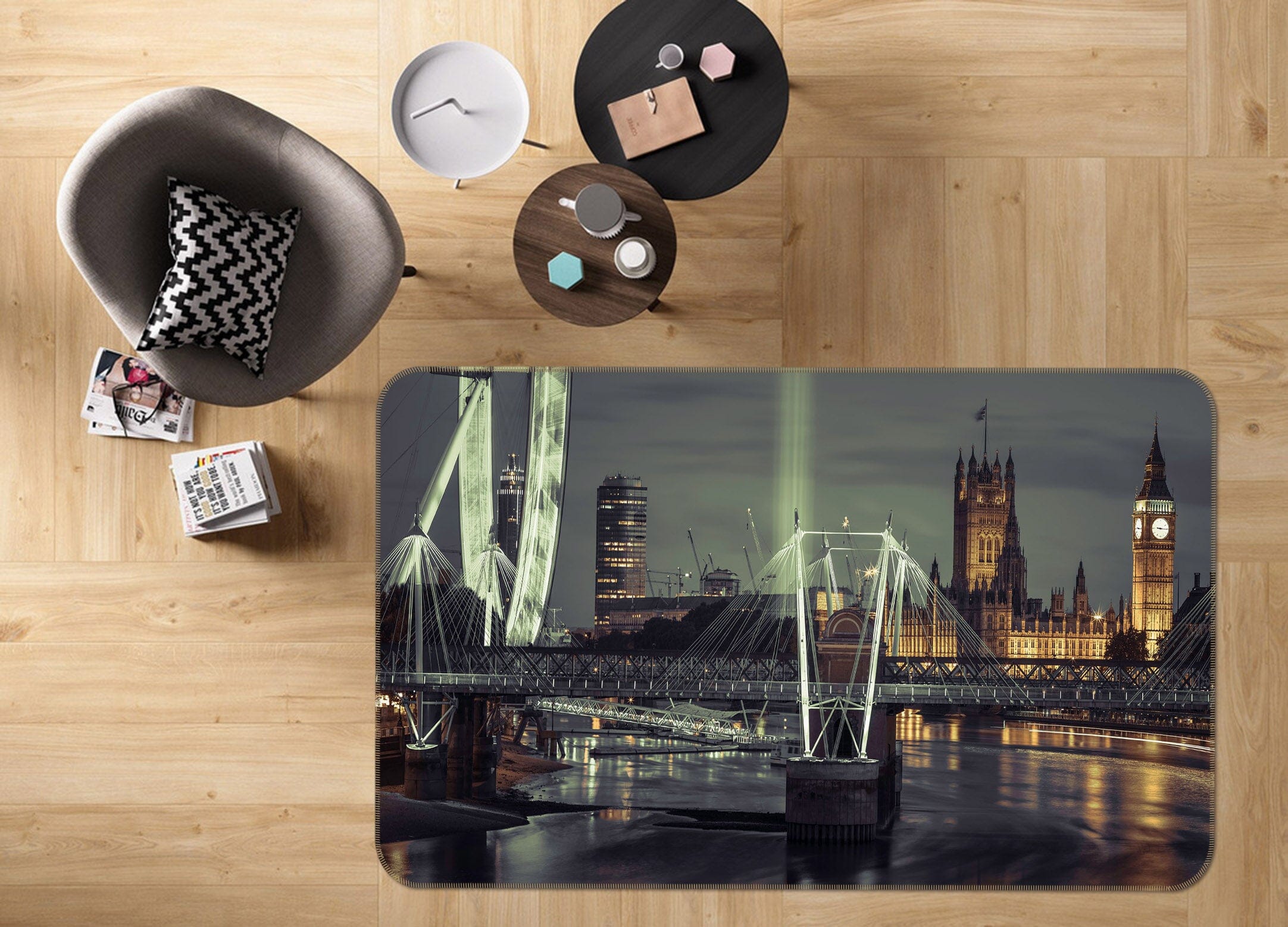 3D Night Bridge 3024 Assaf Frank Rug Non Slip Rug Mat Mat AJ Creativity Home 