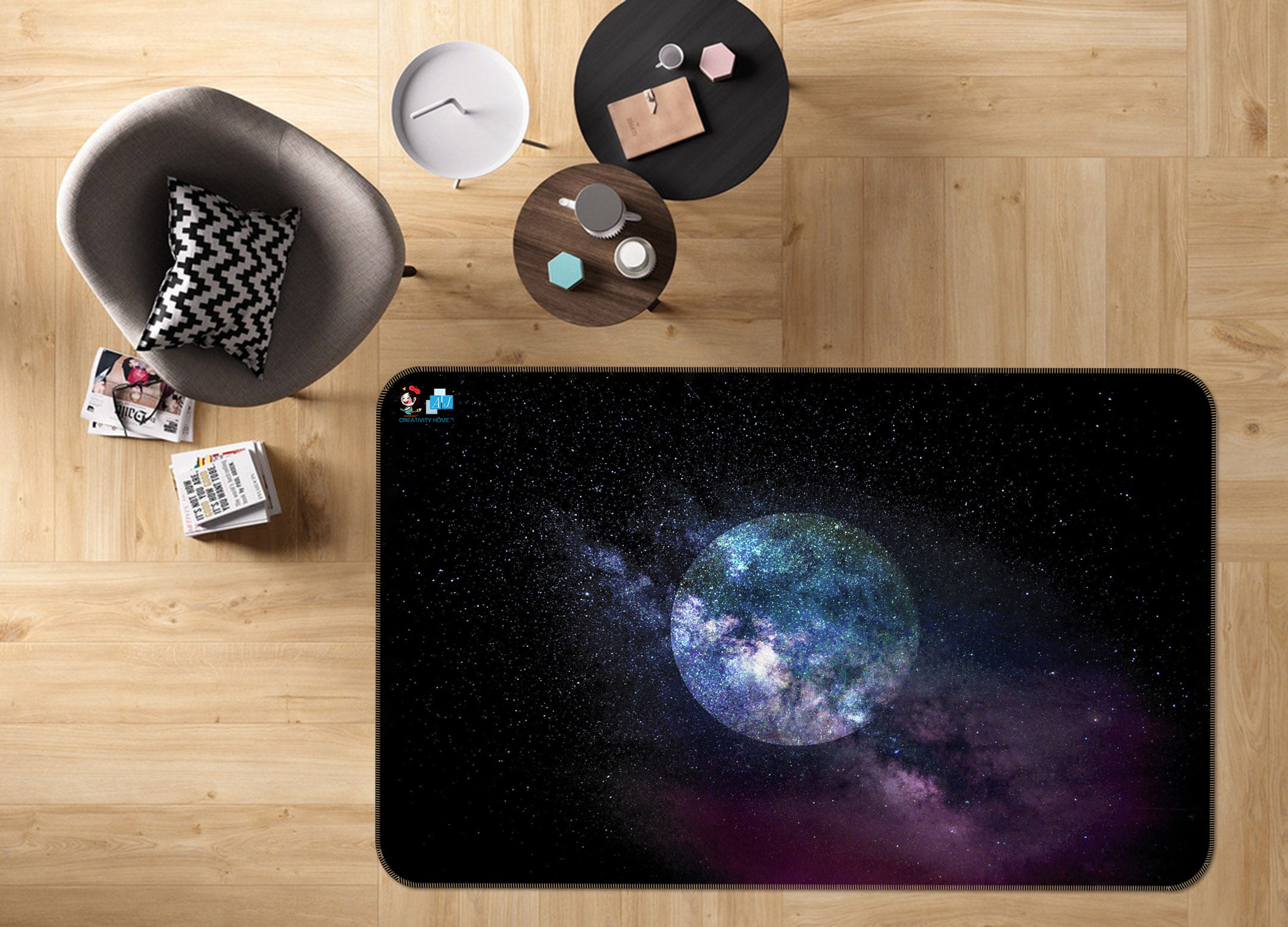 3D Starry Moon 83039 Andrea haase Rug Non Slip Rug Mat