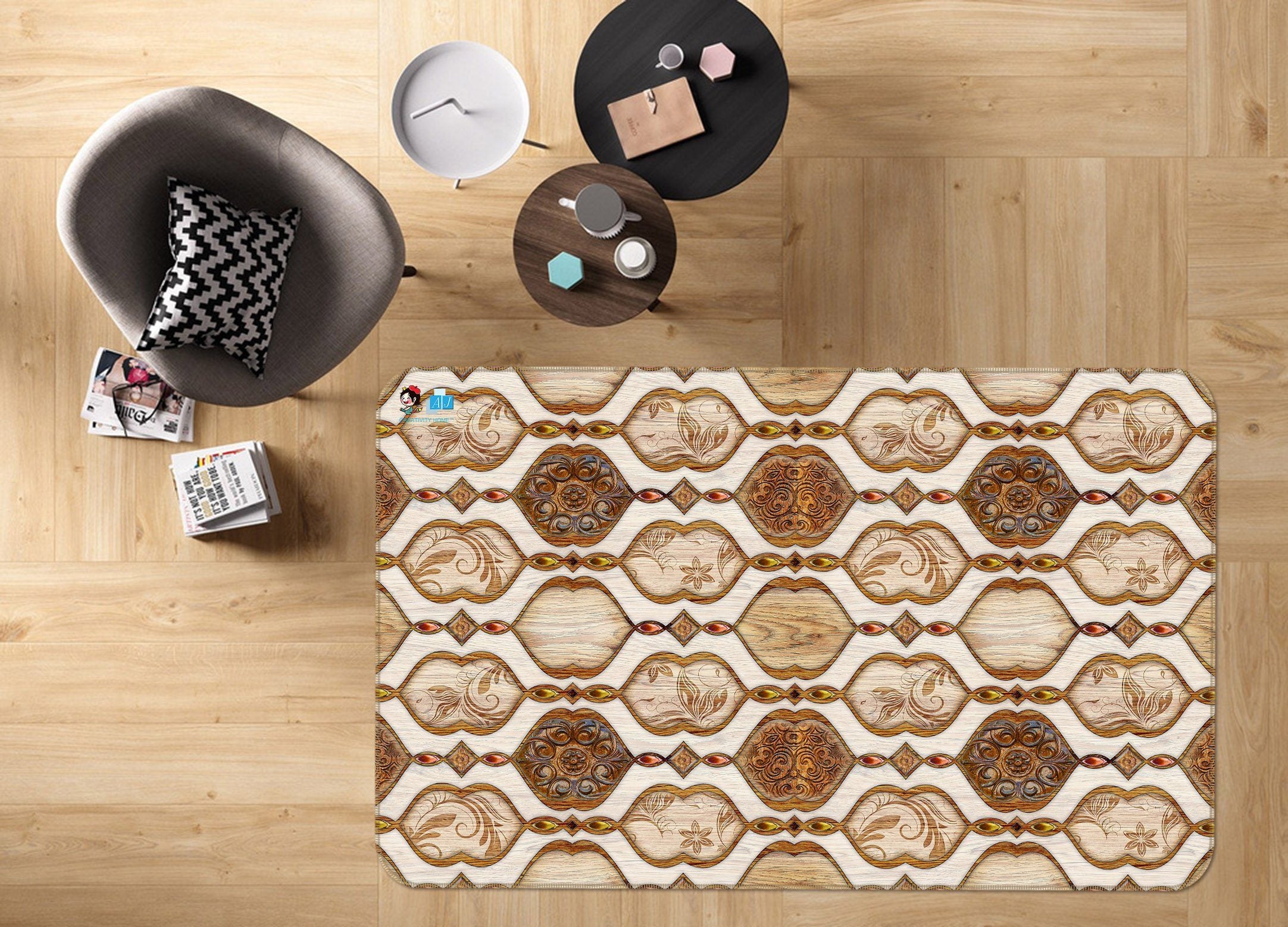 3D Retro Pattern 3726 Non Slip Rug Mat Mat AJ Creativity Home 