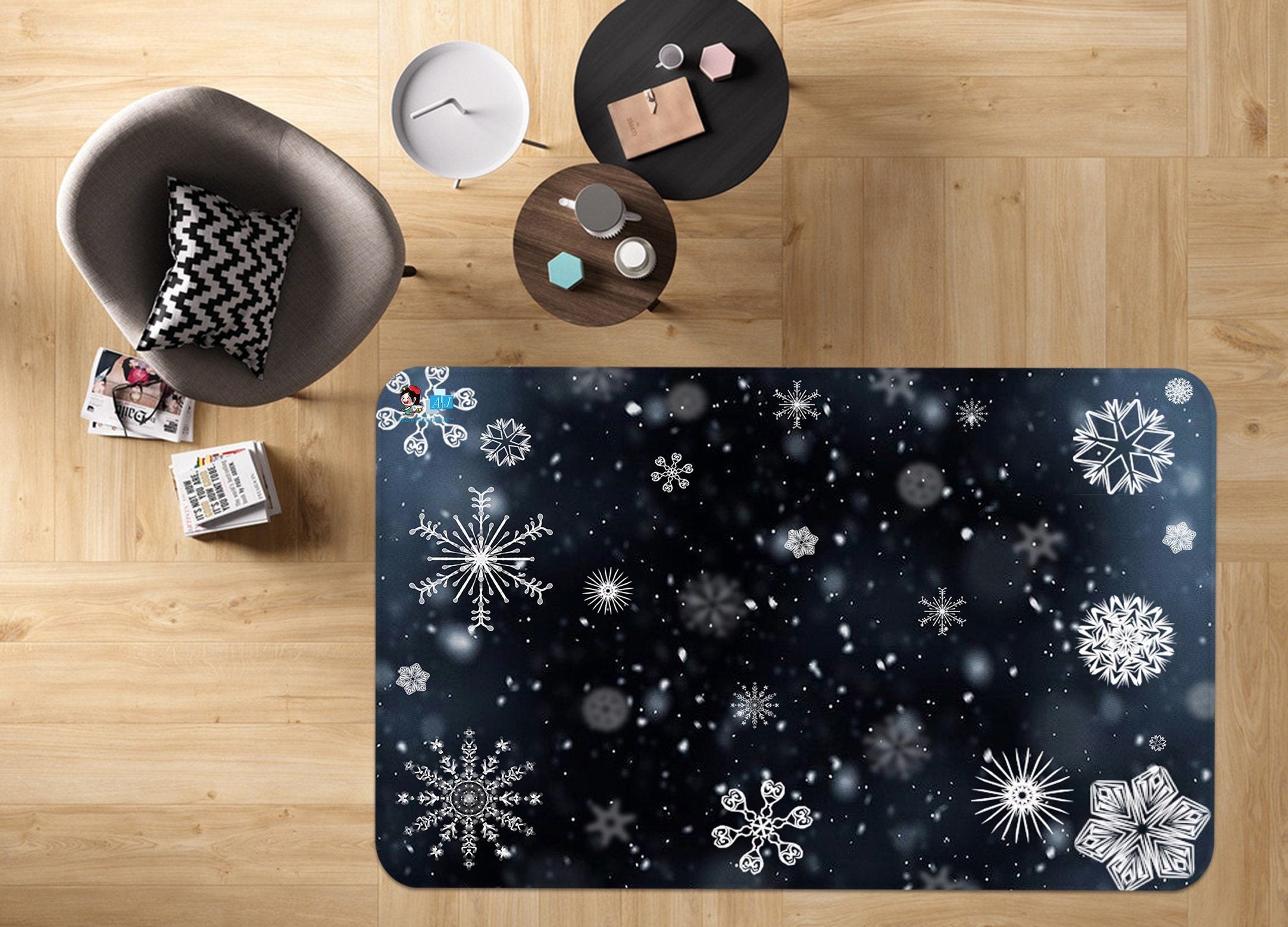 3D Snowflake Falling 022 Non Slip Rug Mat Mat AJ Creativity Home 