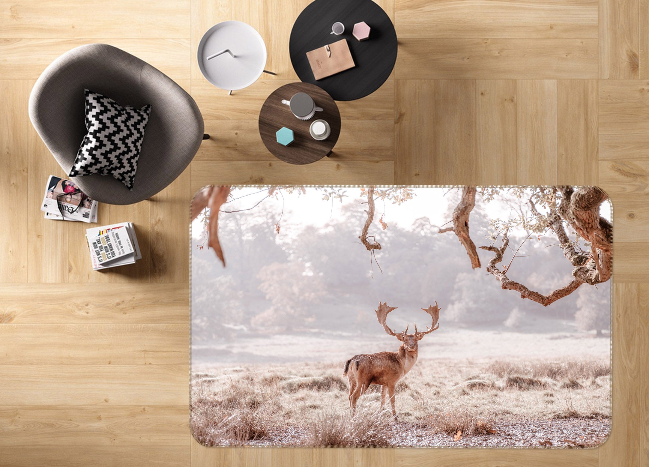3D Deer 83279 Assaf Frank Rug Non Slip Rug Mat