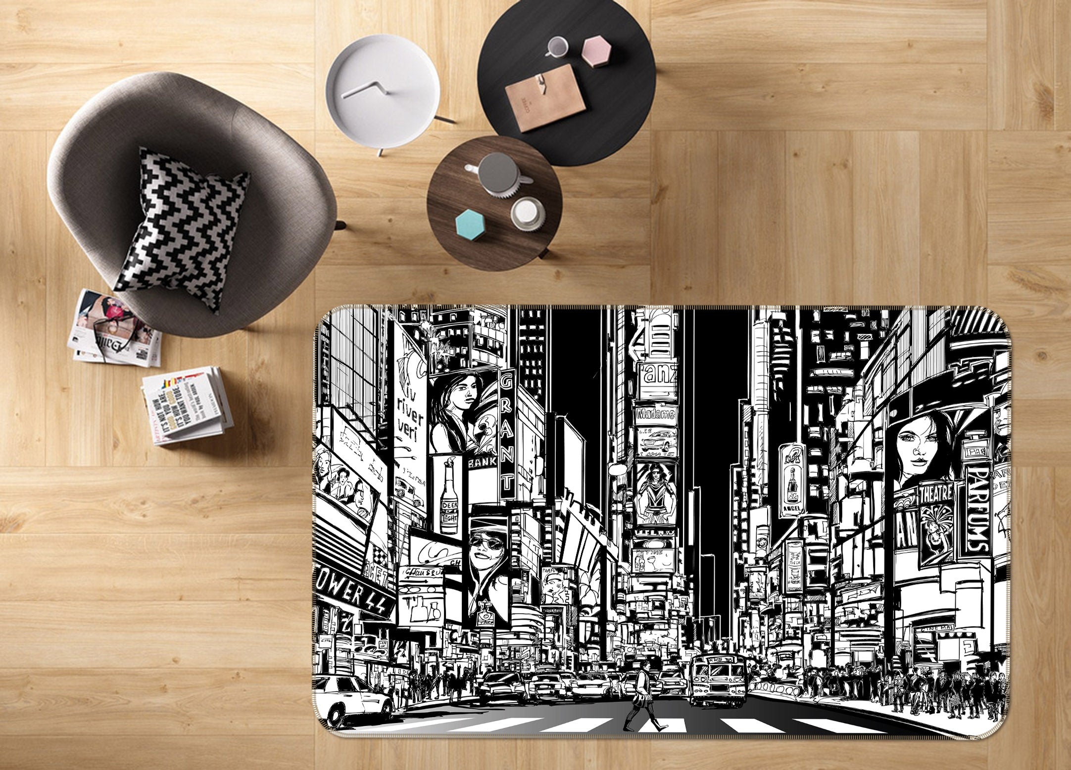 3D City Building 35023 Non Slip Rug Mat