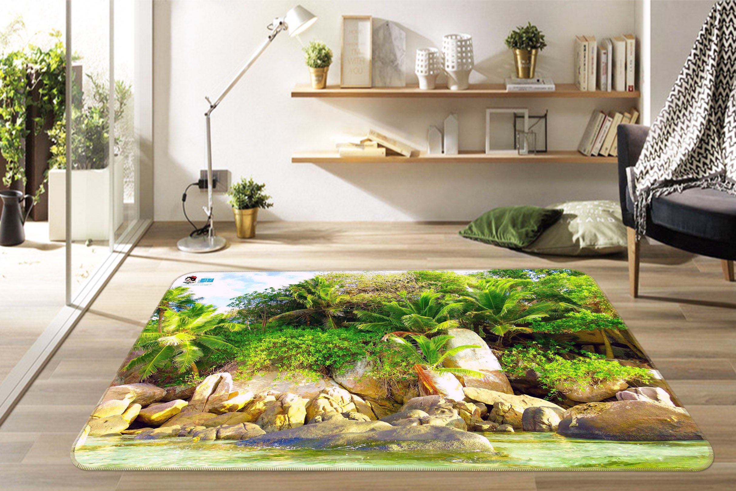 3D Stone Grass 66070 Non Slip Rug Mat