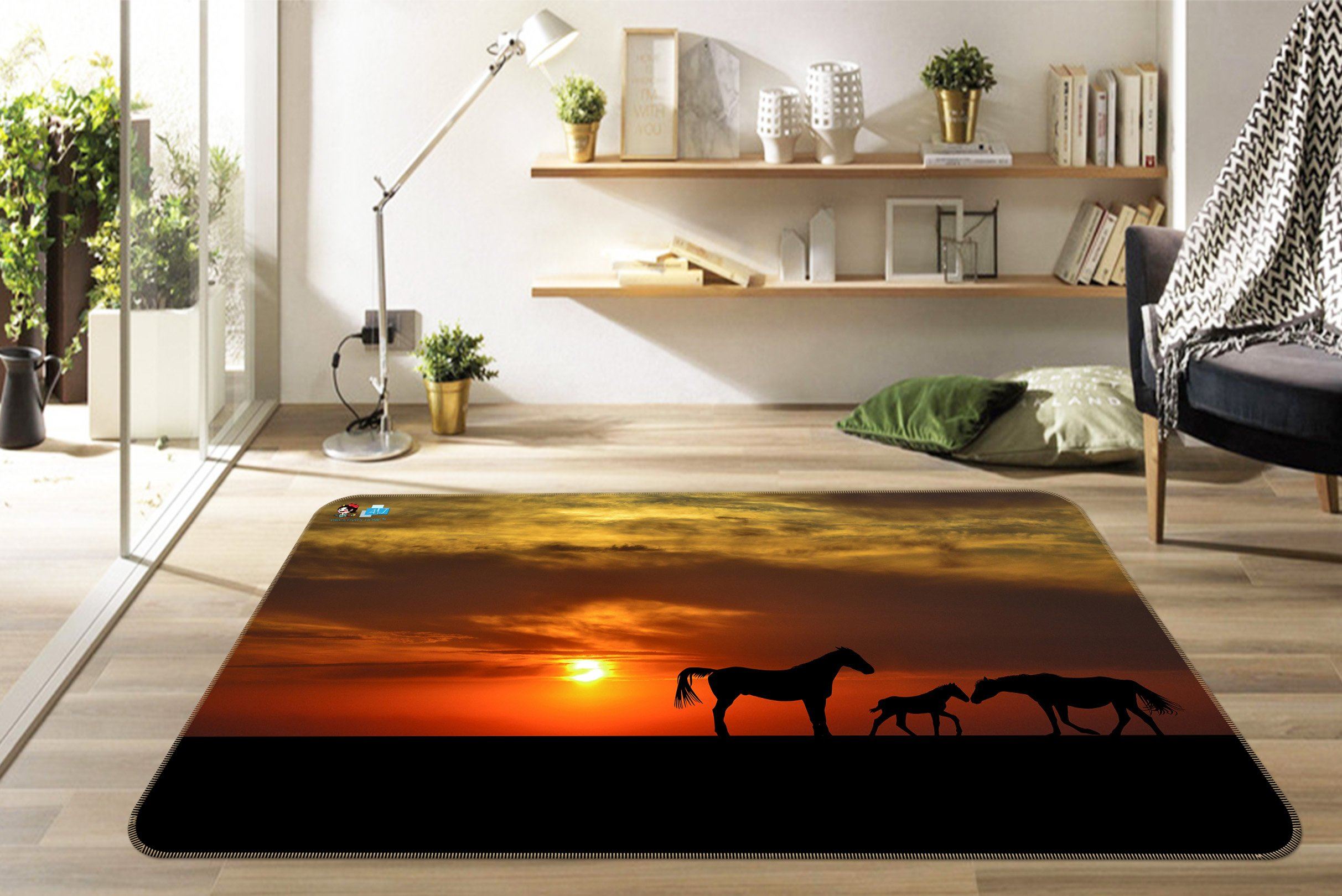 3D Sunset Horse 128 Non Slip Rug Mat Mat AJ Creativity Home 