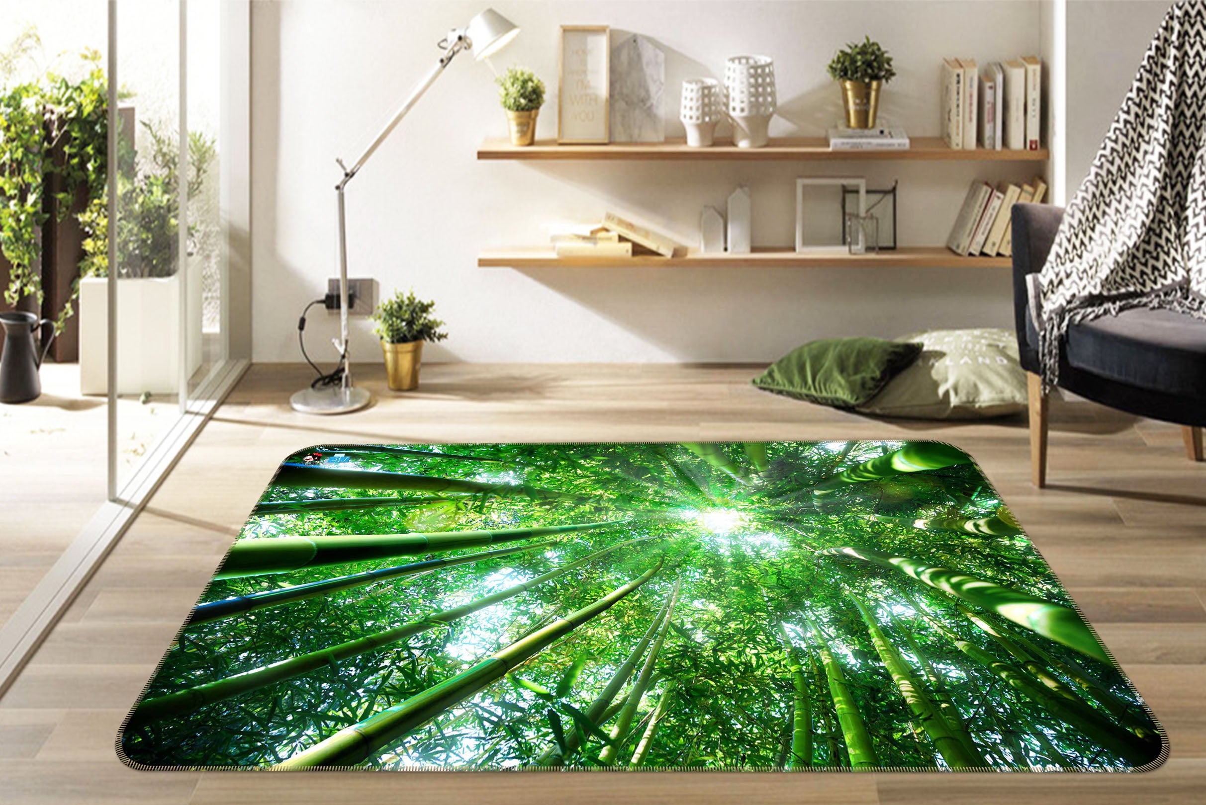 3D Bamboo Forest 66053 Non Slip Rug Mat