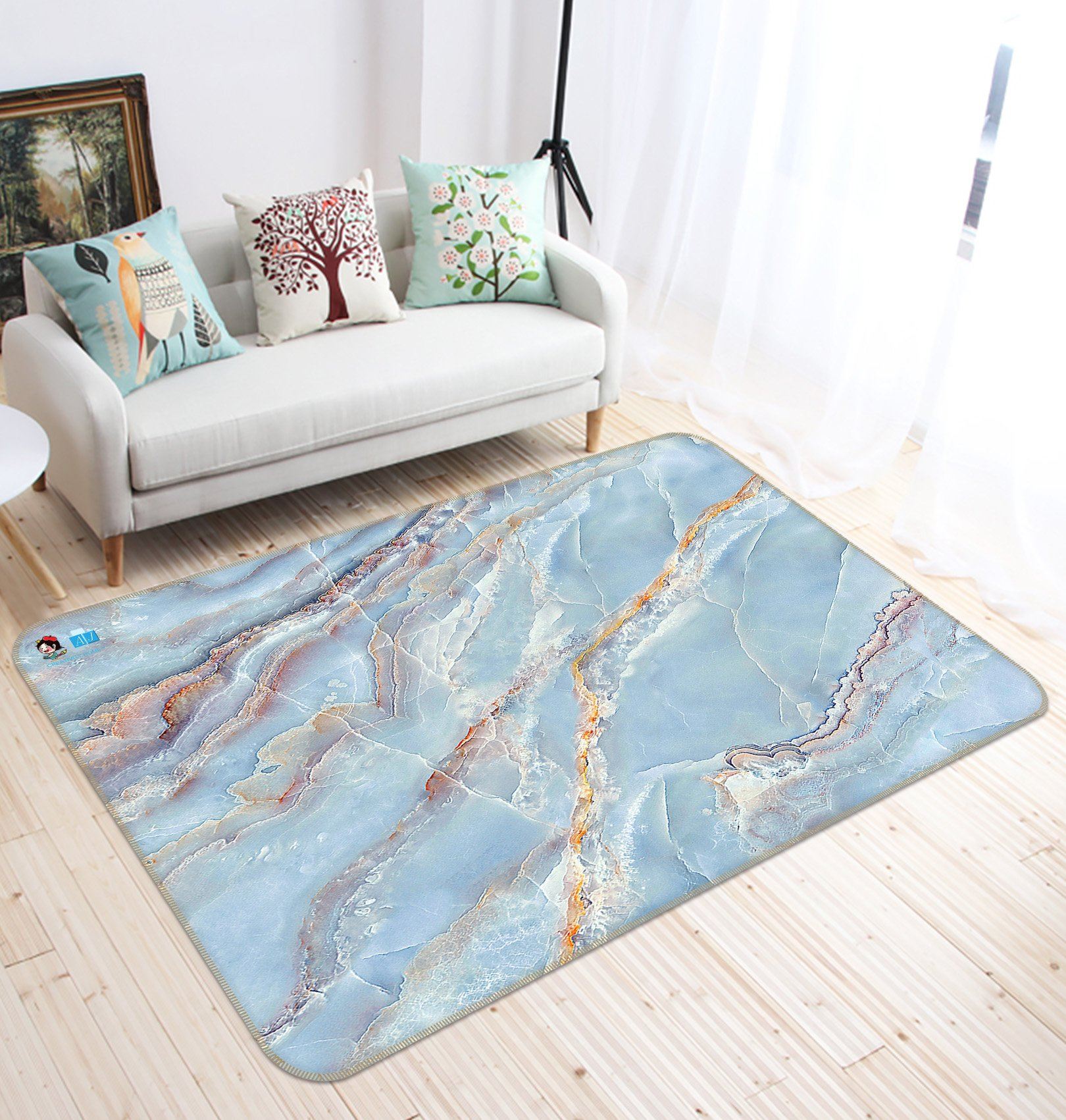 3D Light Blue Stone Pattern 31 Non Slip Rug Mat Mat AJ Creativity Home 