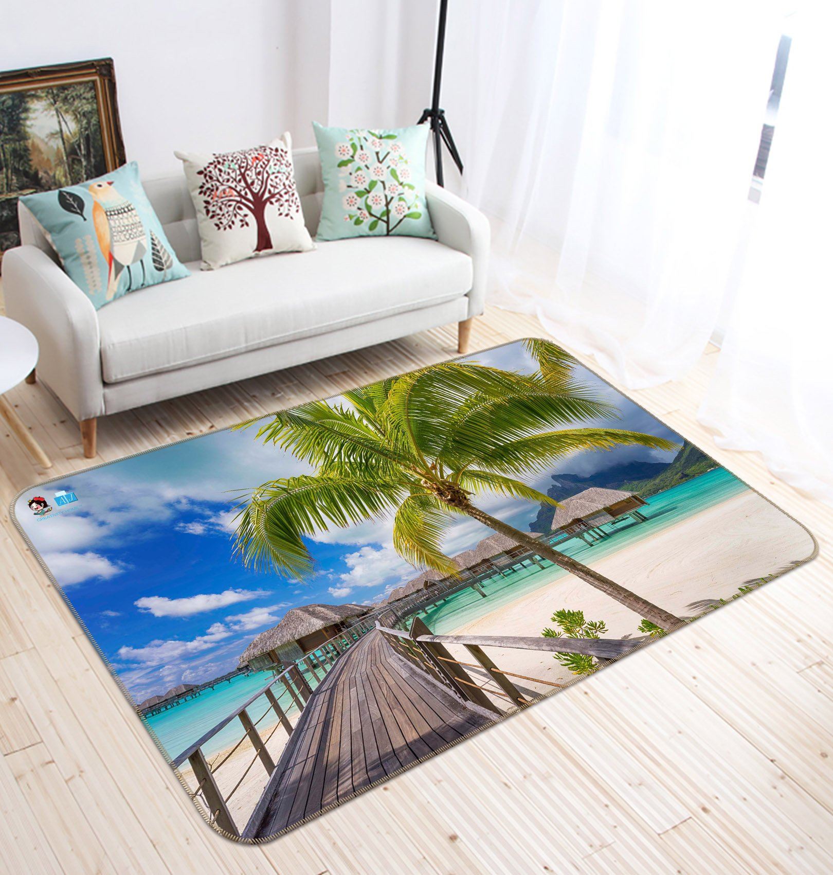 3D Coconut Tree Bridge 713 Non Slip Rug Mat Mat AJ Creativity Home 