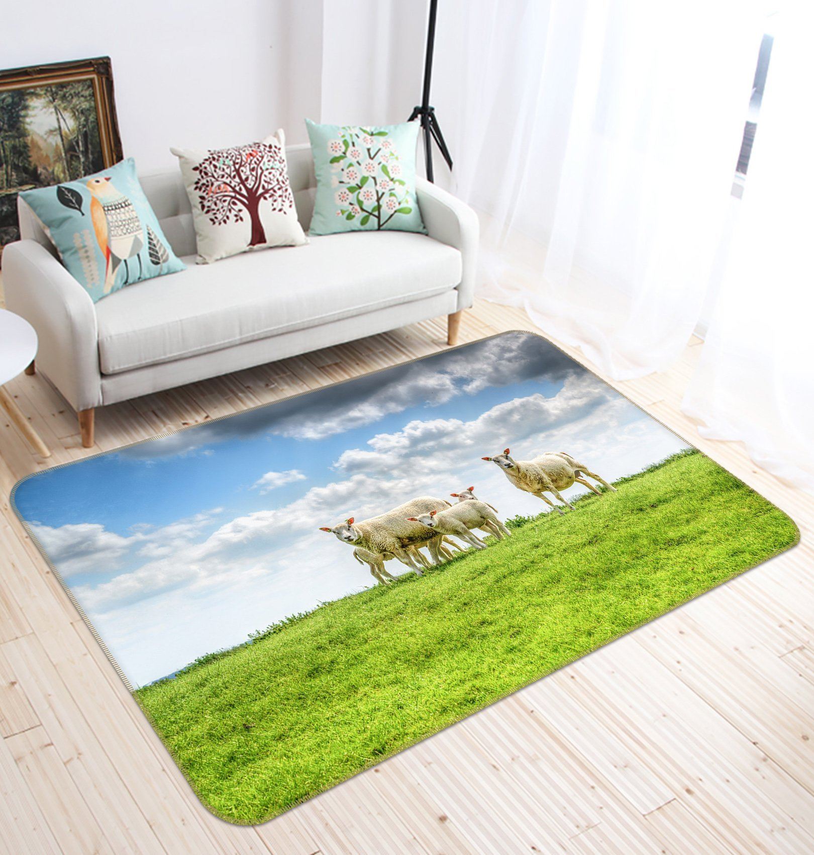 3D Qingqing Grassland Sheep 629 Animal Non Slip Rug Mat Mat AJ Creativity Home 