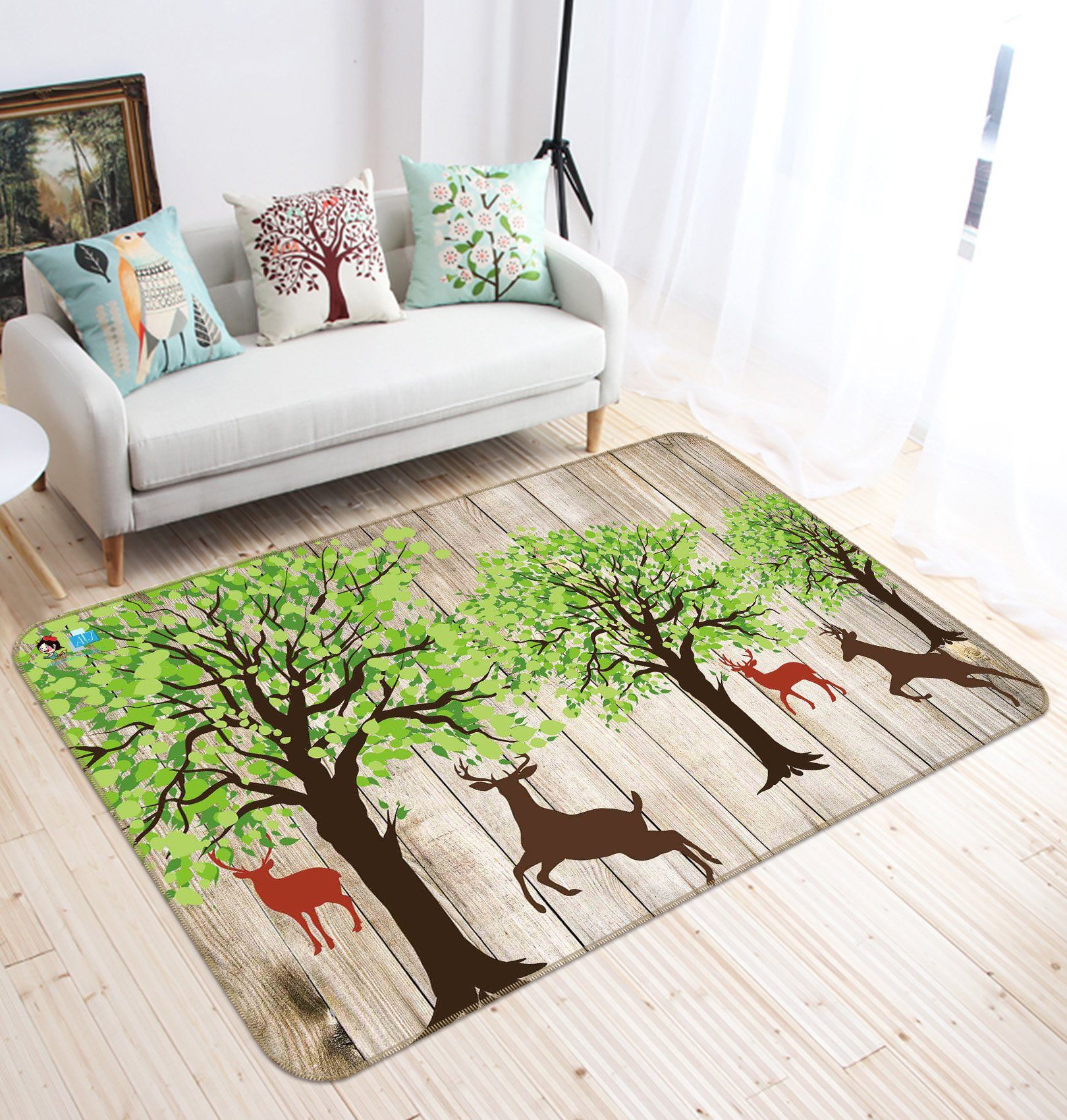 3D Tree Elk 334 Non Slip Rug Mat Mat AJ Creativity Home 