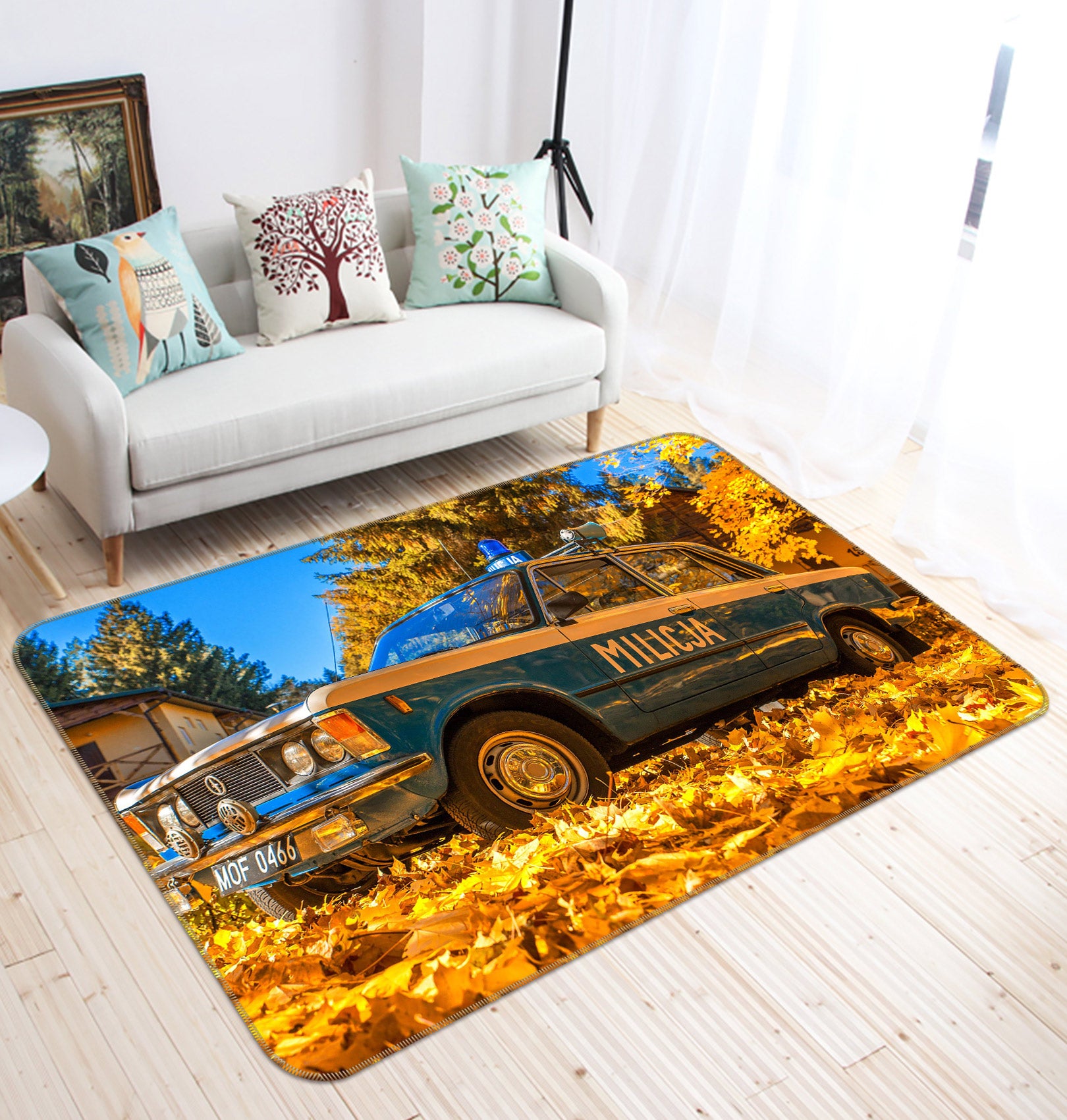 3D Yellow Fallen Leaves Car 68031 Vehicle Non Slip Rug Mat