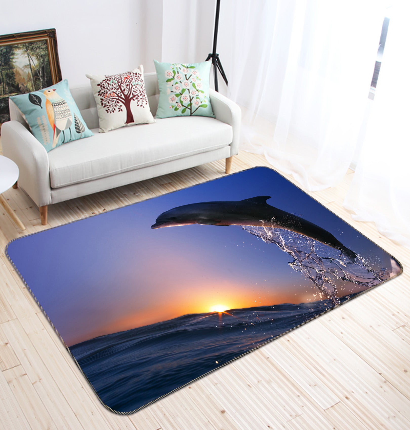 3D Dolphin Jumping 68155 Animal Non Slip Rug Mat