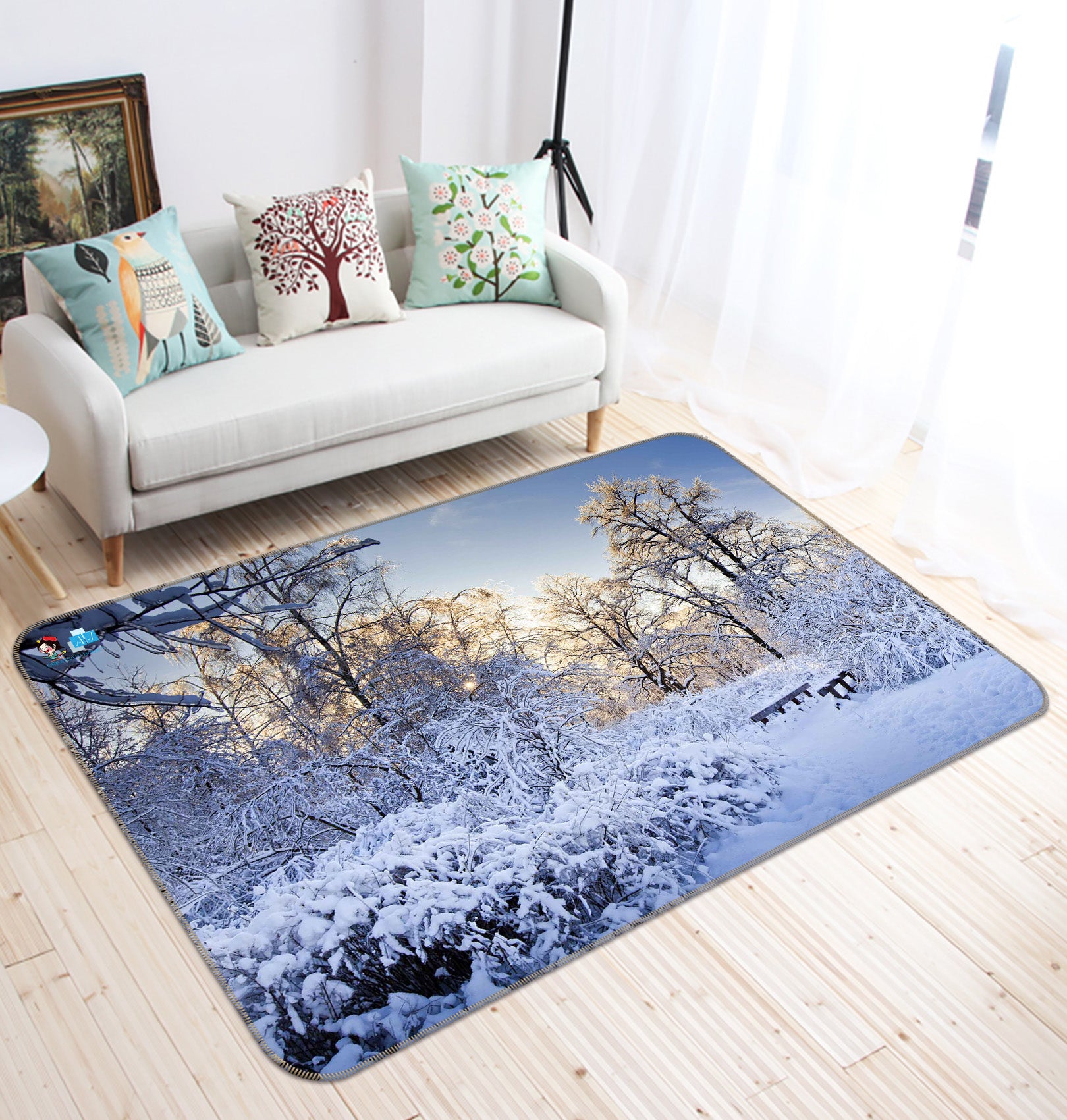 3D Snowfield Tree 66063 Non Slip Rug Mat