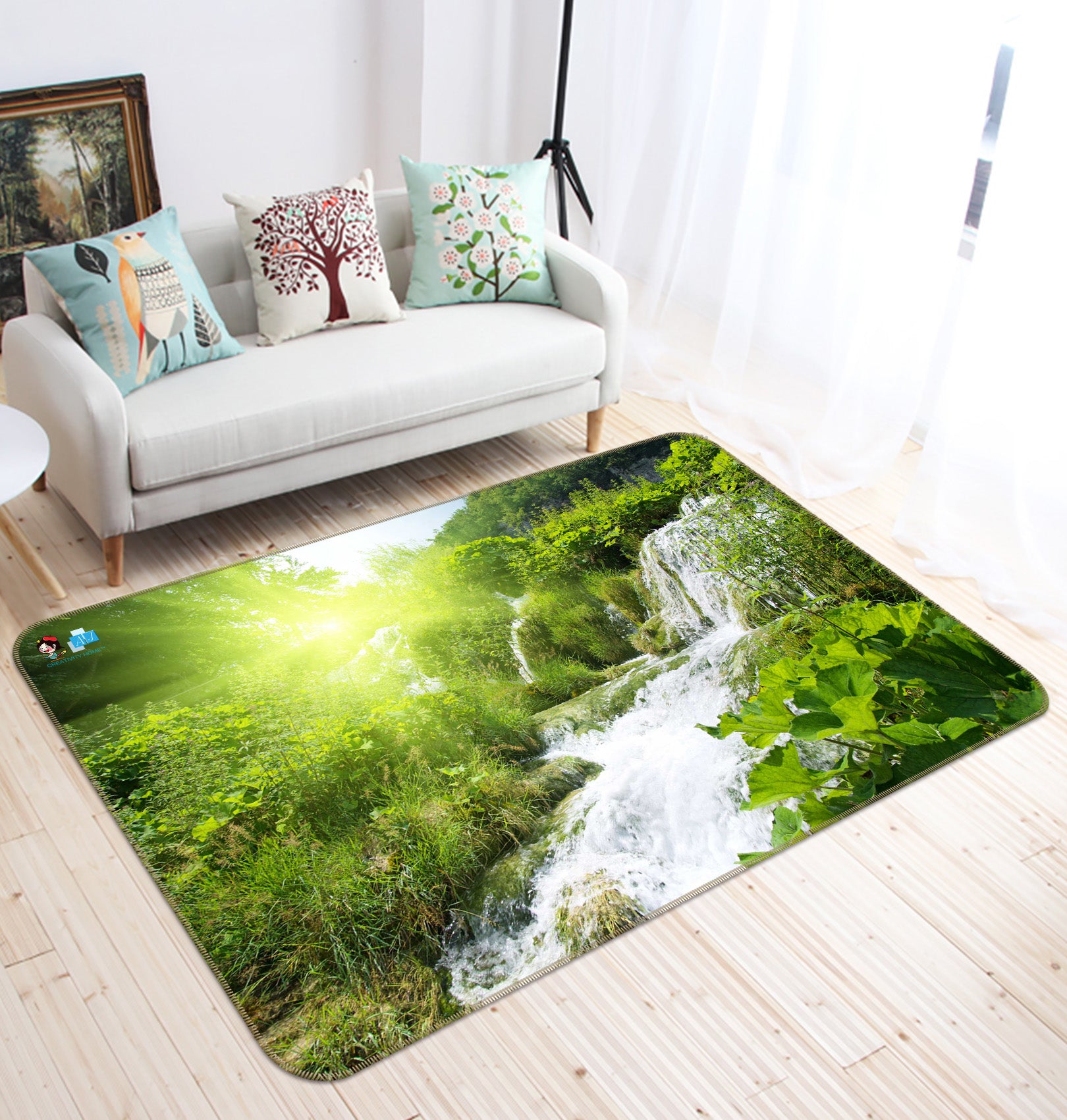 3D Jungle Waterfall 66085 Non Slip Rug Mat