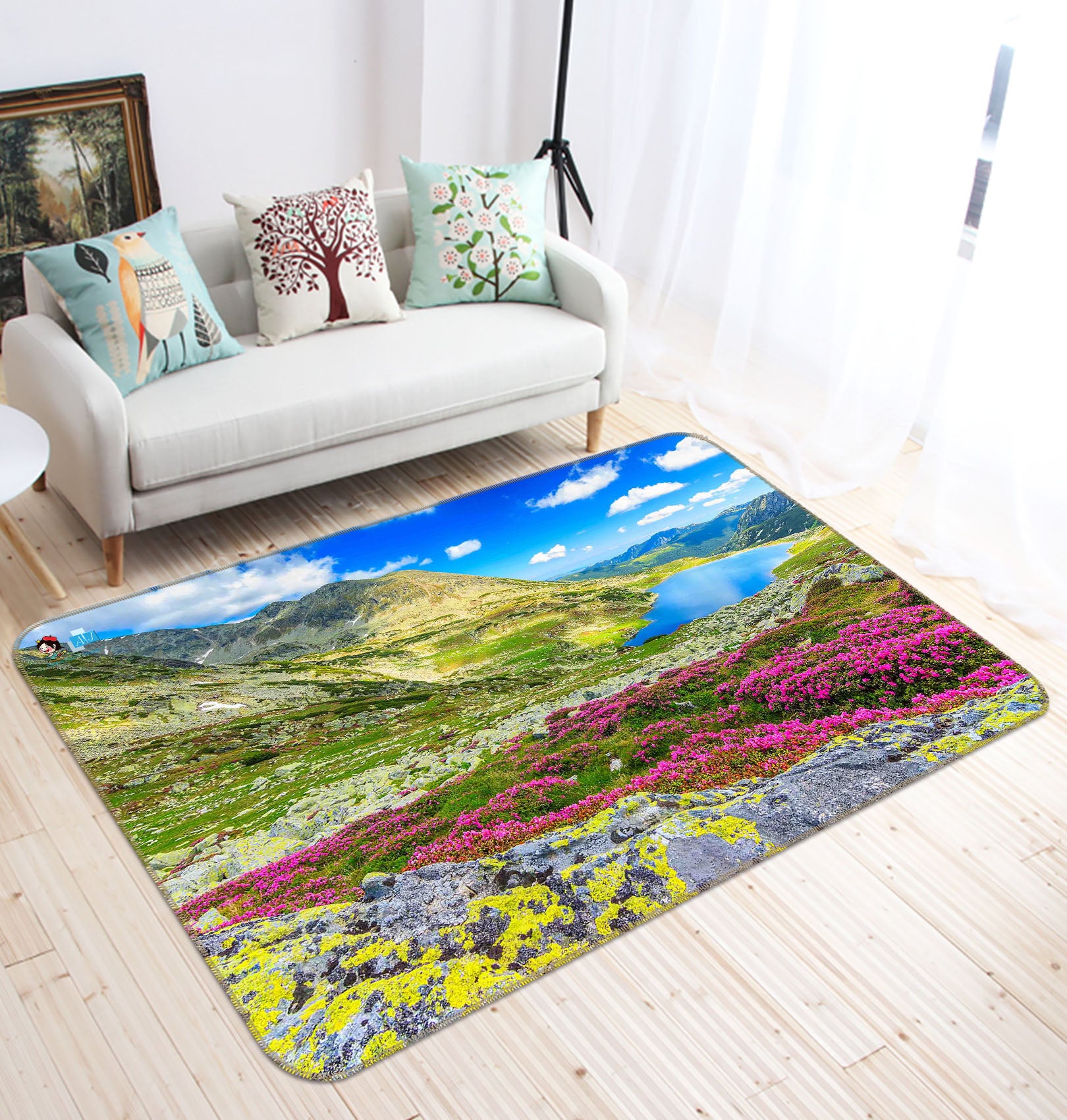 3D Flower Meadow 66114 Non Slip Rug Mat