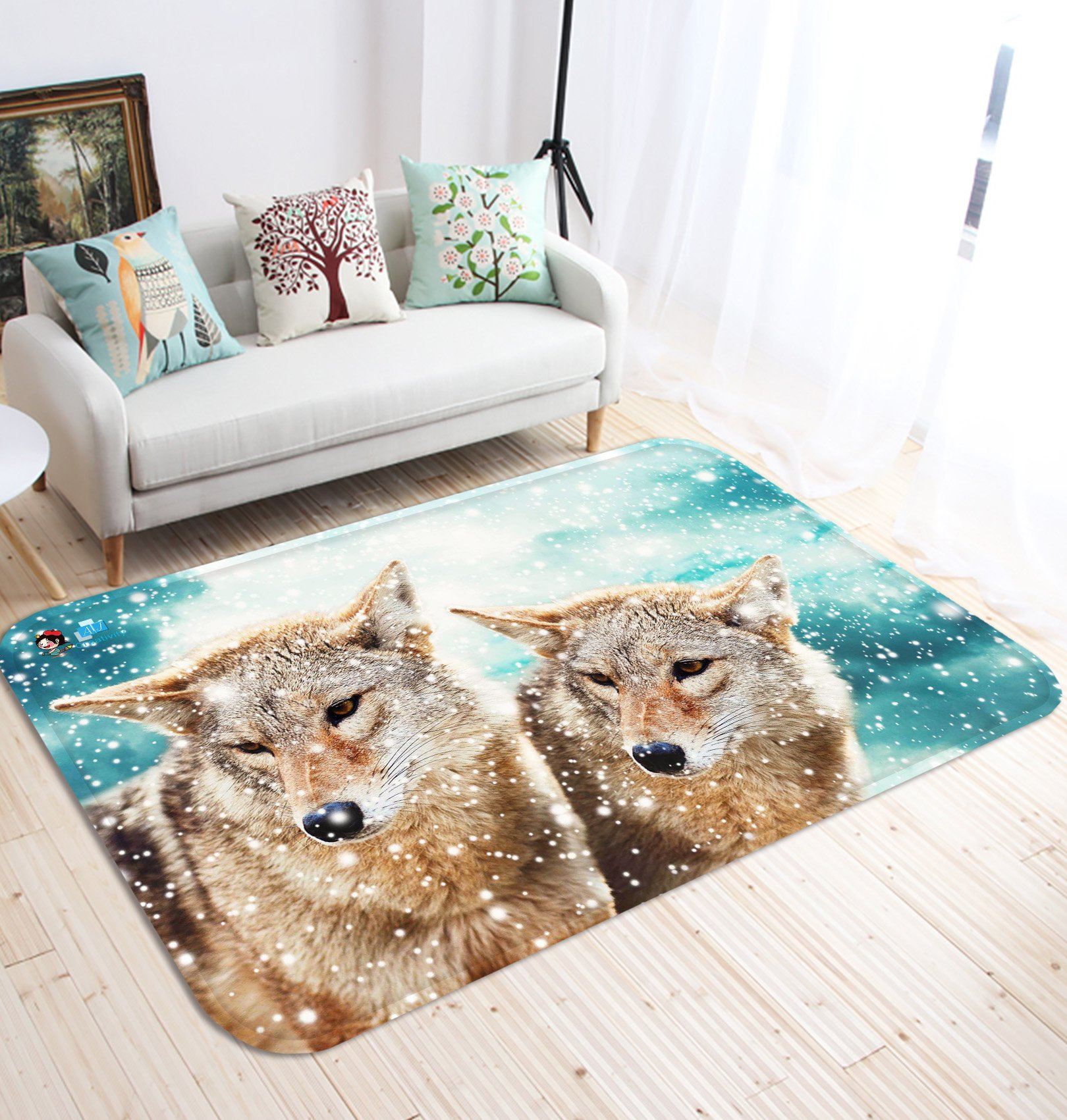 3D Snowing Field Wolves 115 Non Slip Rug Mat Mat AJ Creativity Home 