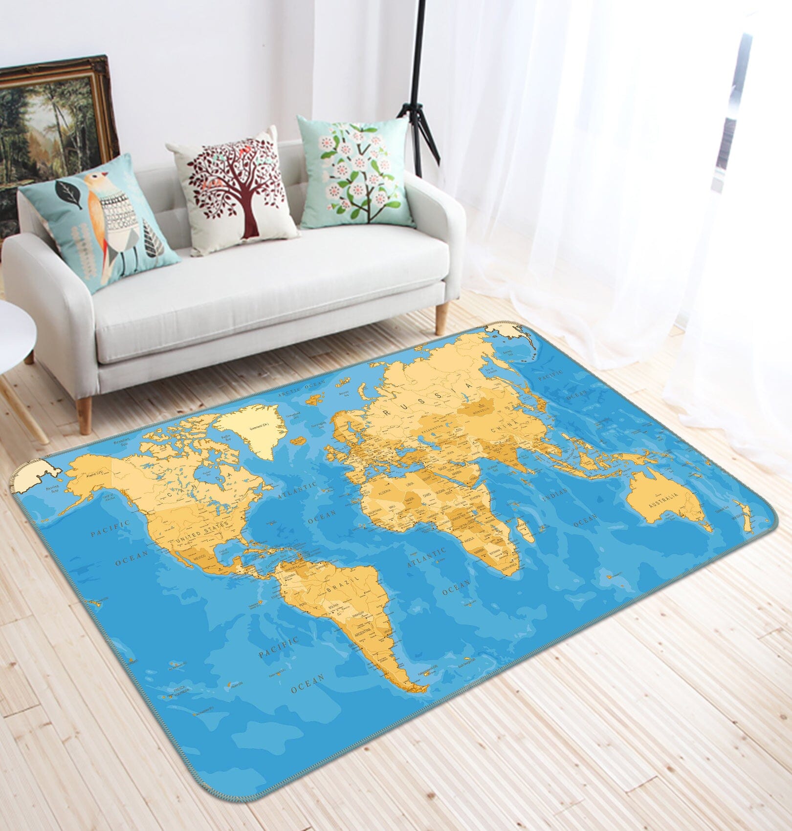 3D Yellow Pattern 278 World Map Non Slip Rug Mat Mat AJ Creativity Home 