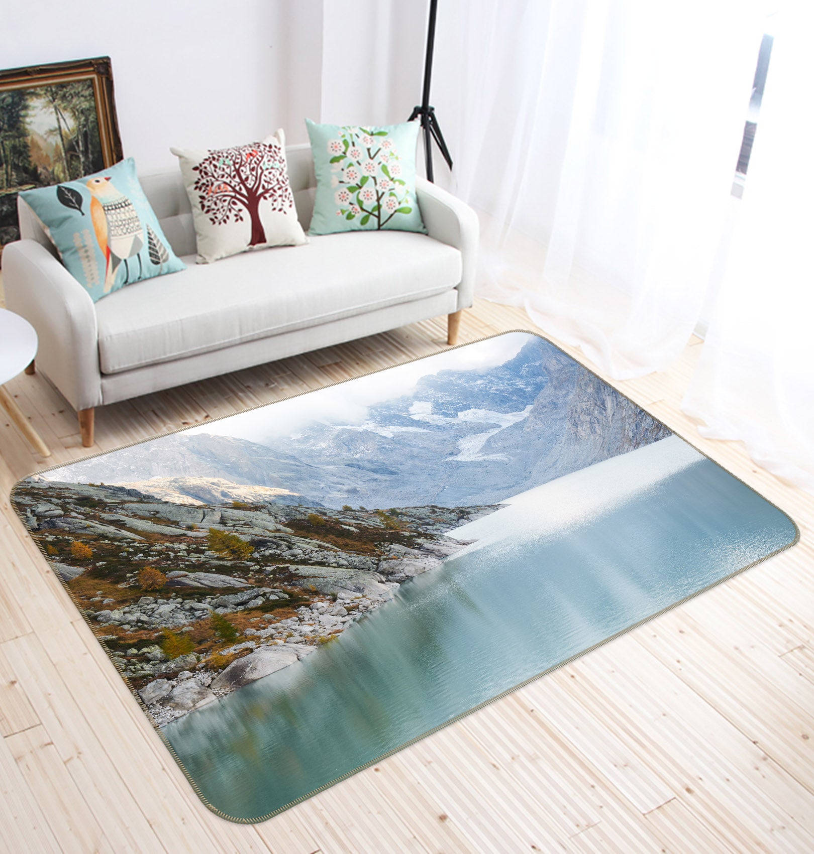 3D Mountain Lake 29179 Non Slip Rug Mat