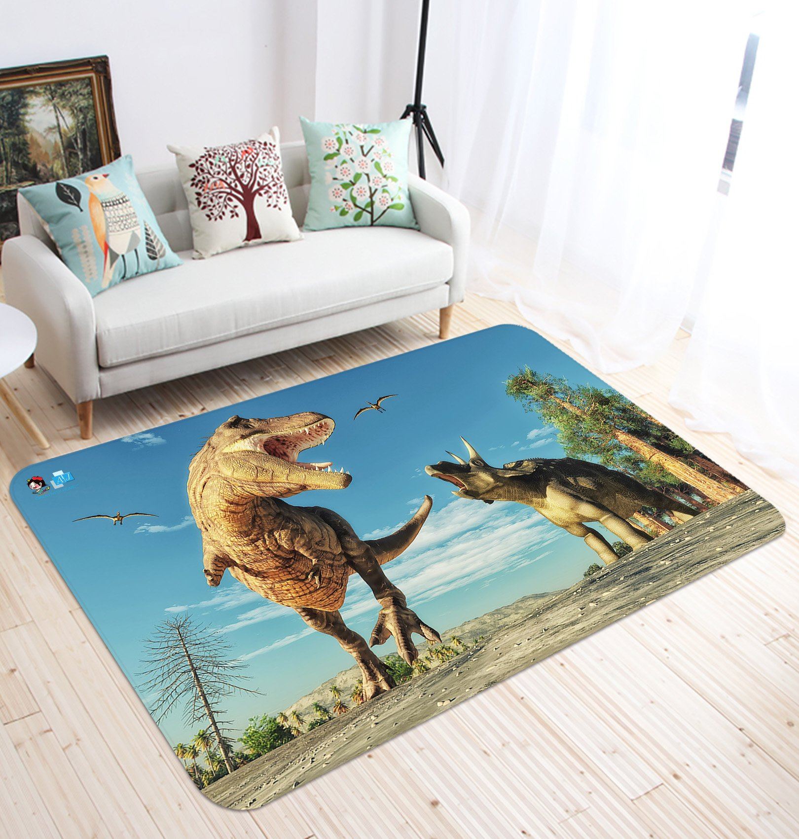 3D Tyrannosaurus Horned Dragon 68 Non Slip Rug Mat Mat AJ Creativity Home 