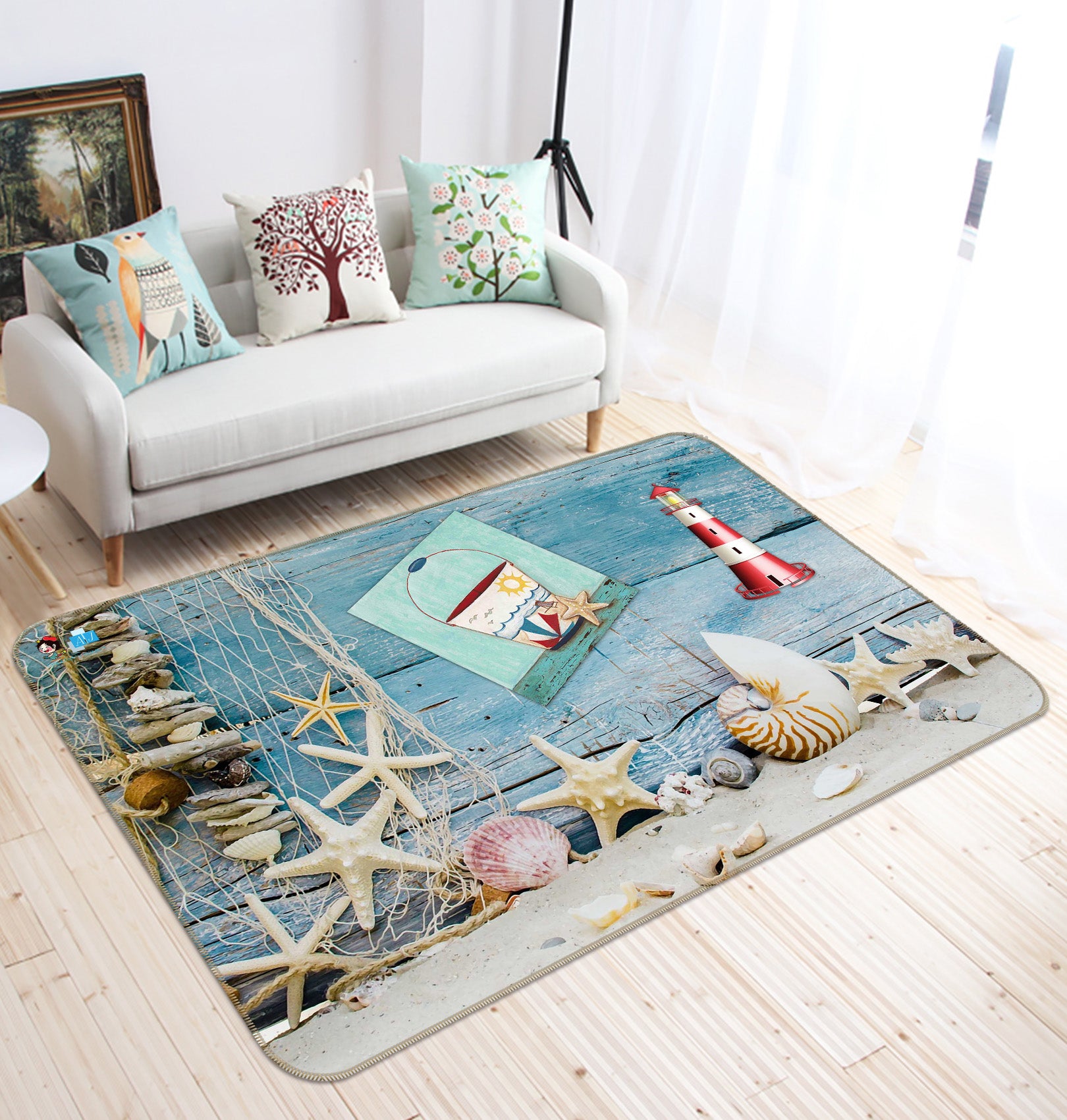 3D Shell Conch Starfish 66092 Non Slip Rug Mat