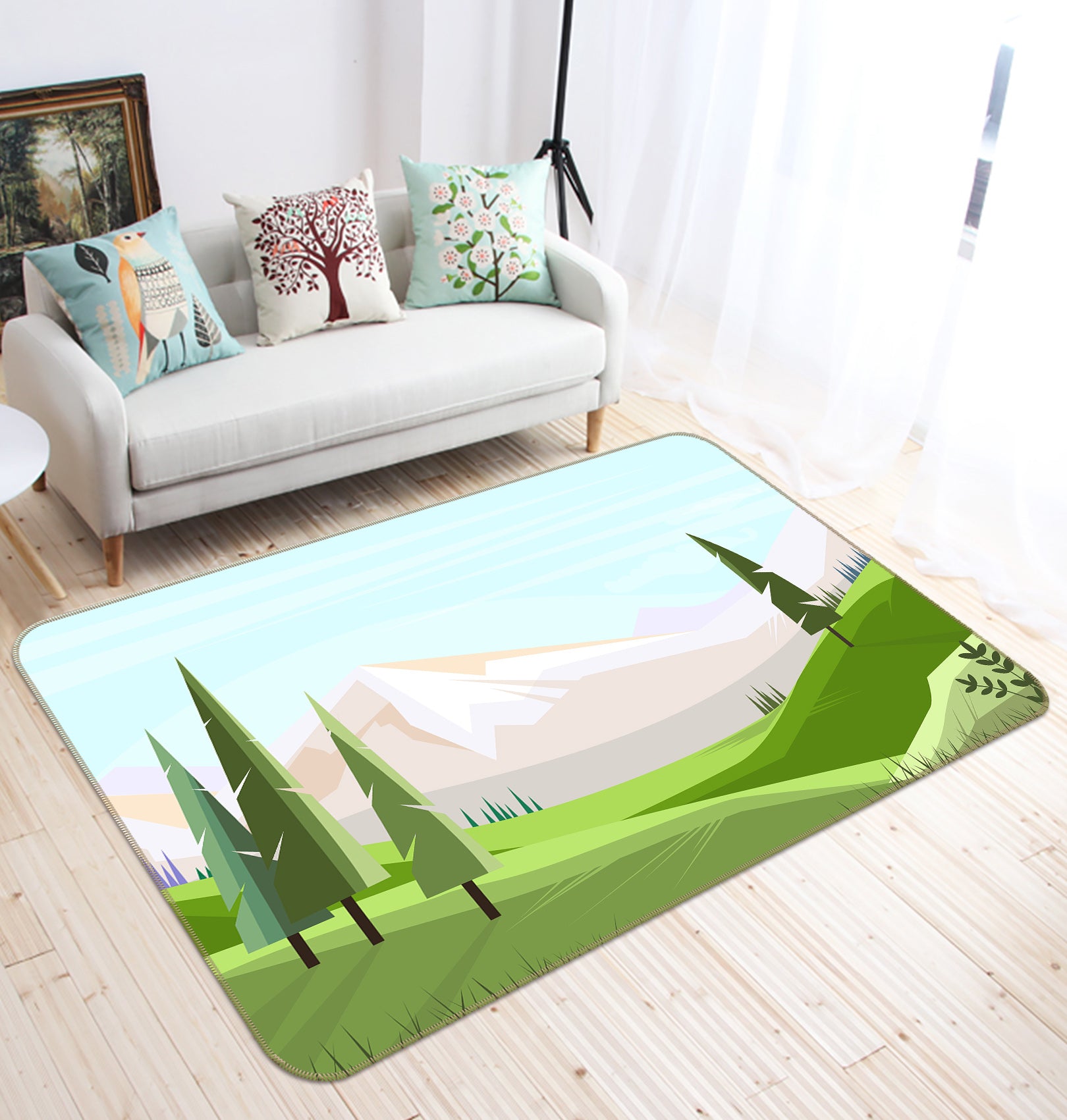 3D Green Grass Tree 36144 Non Slip Rug Mat