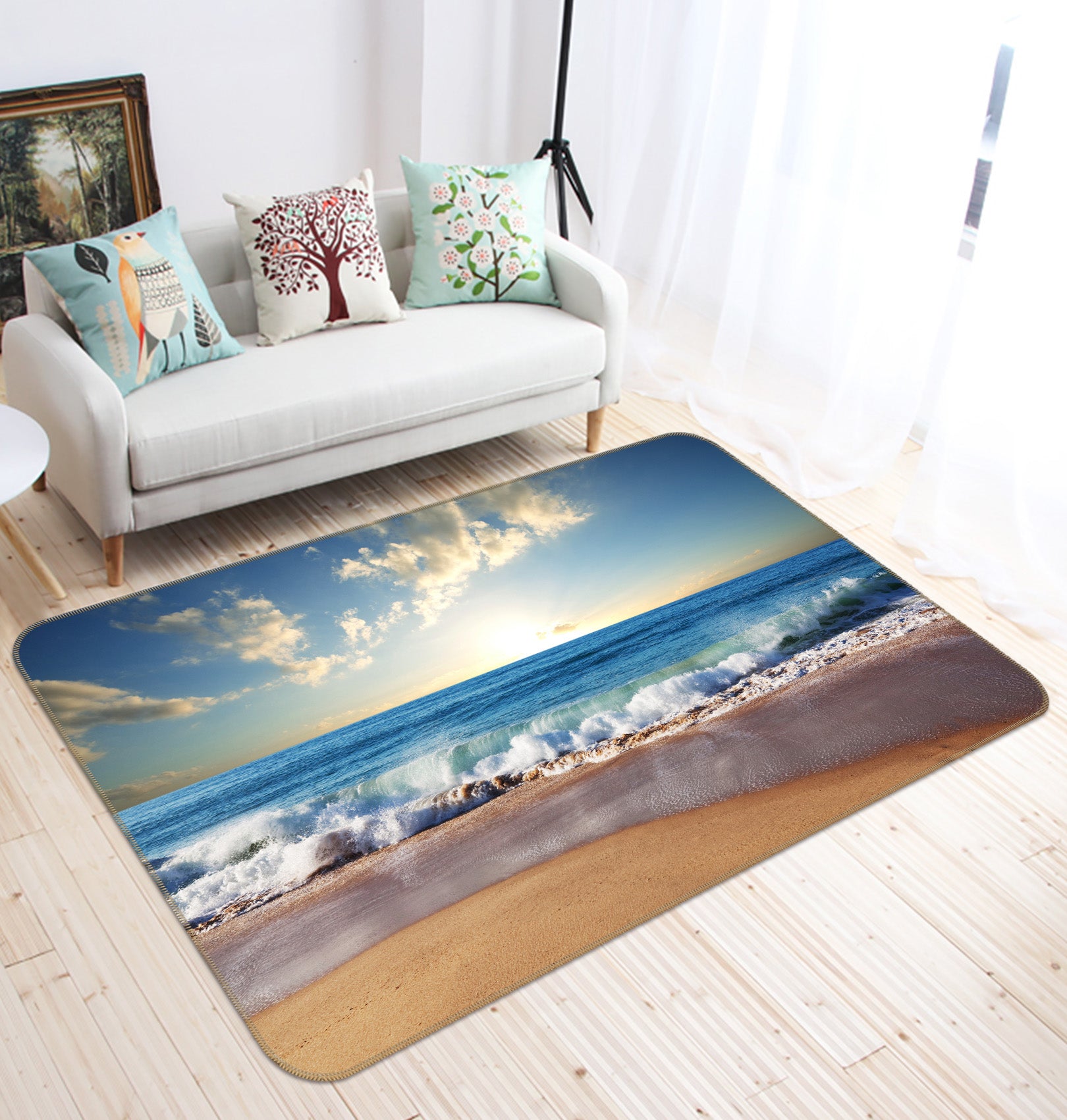 3D Seaside Waves 36036 Non Slip Rug Mat