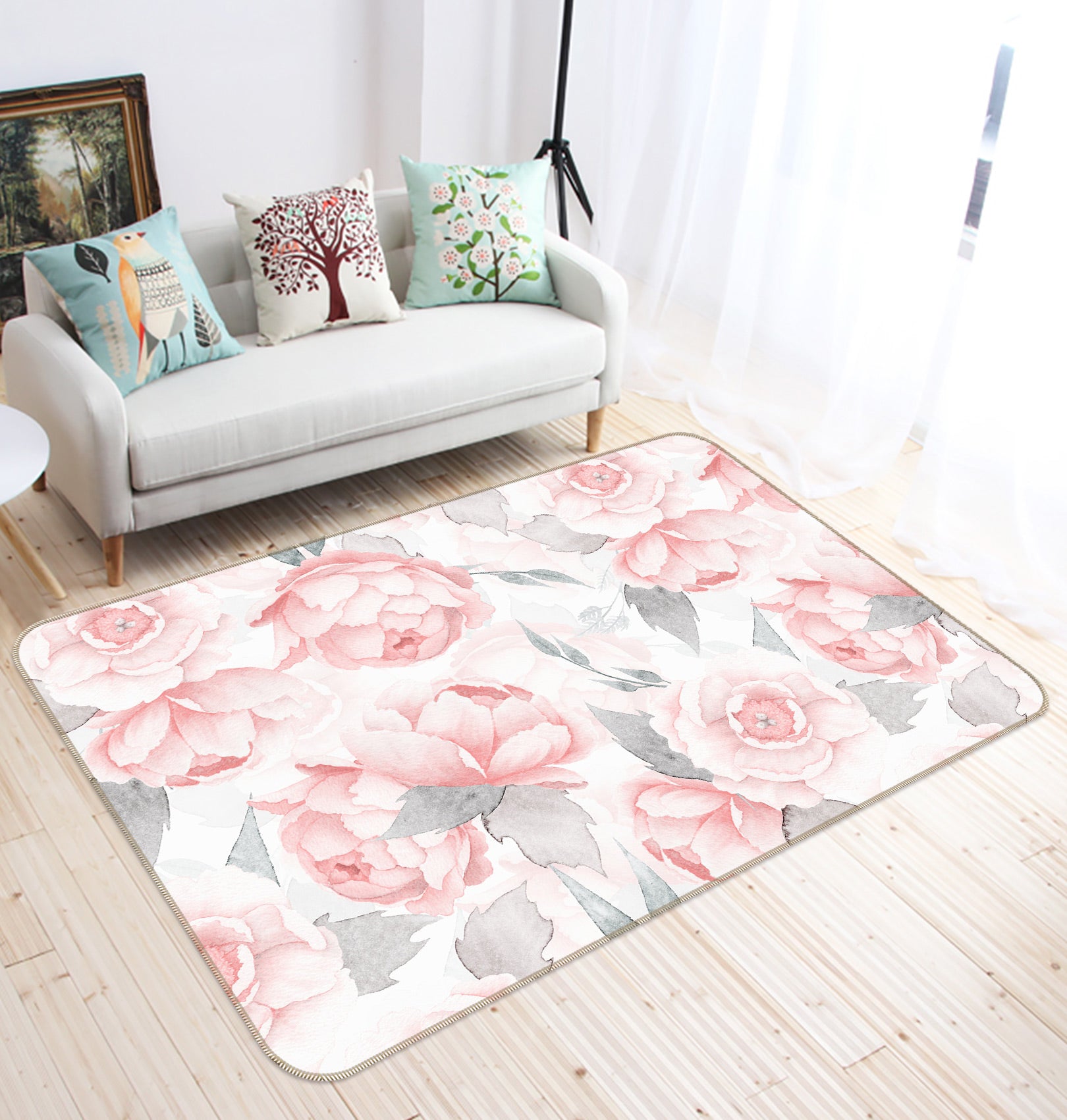 3D Pink Peony 103 Uta Naumann Rug Non Slip Rug Mat