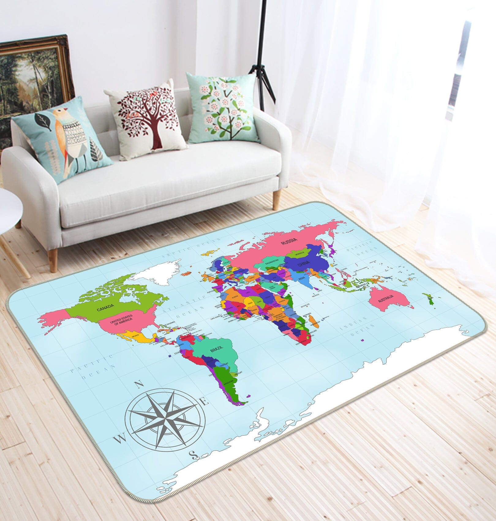 3D Colourful World 327 World Map Non Slip Rug Mat Mat AJ Creativity Home 