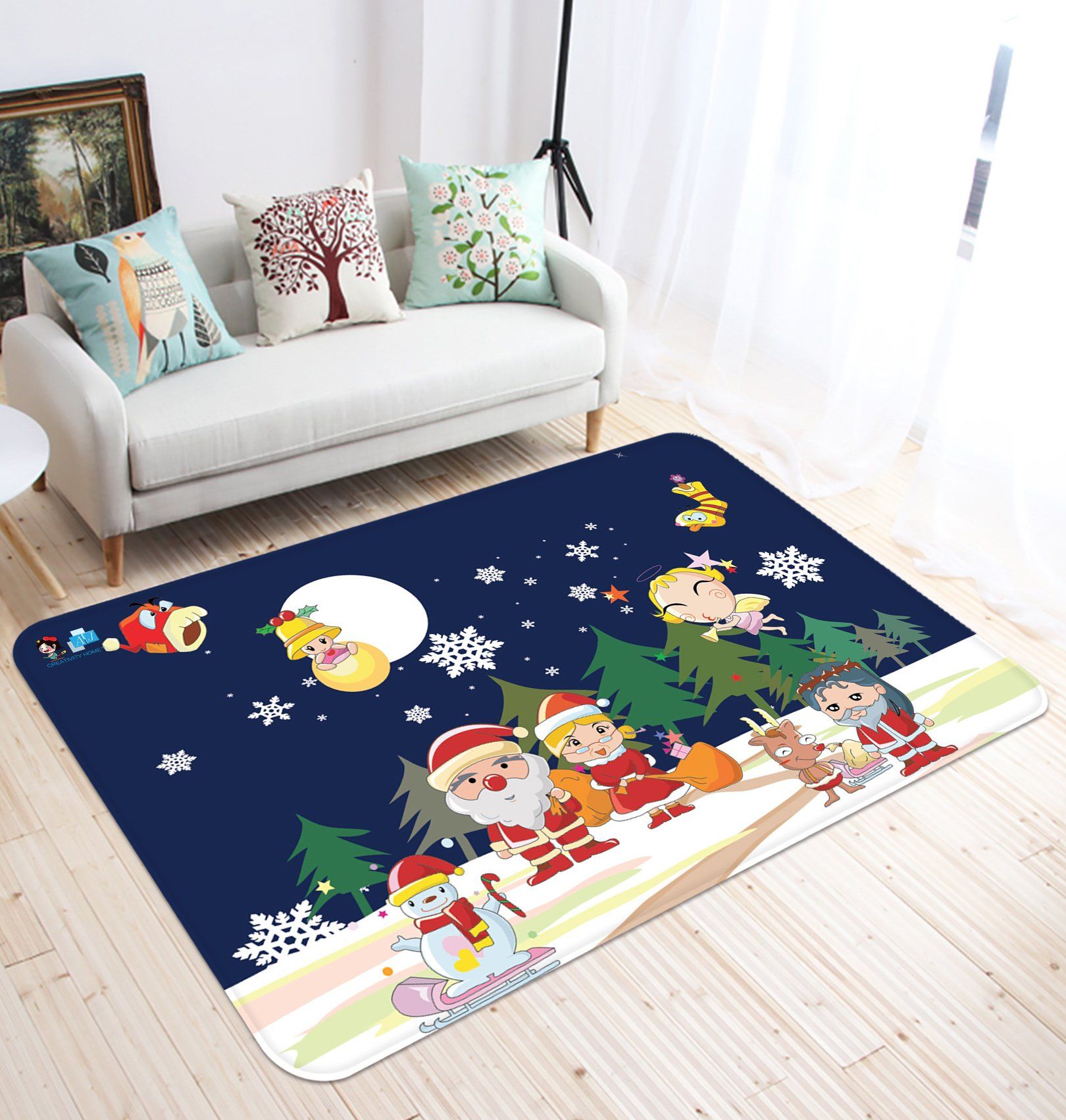3D Moon Trumpet Snowflake 043 Non Slip Rug Mat Mat AJ Creativity Home 