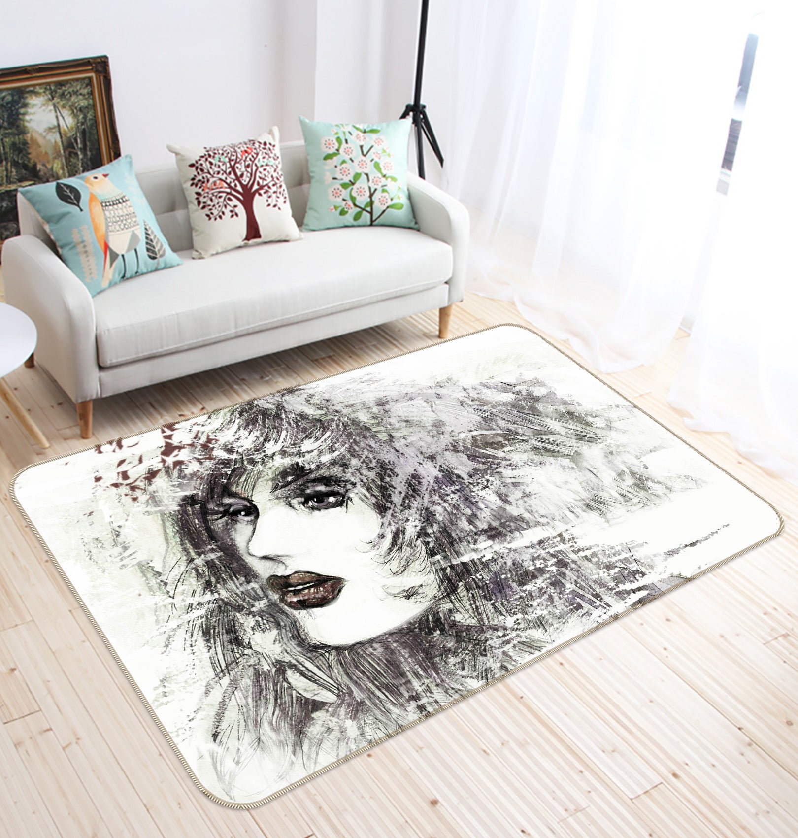 3D Sketch Model 1008 Non Slip Rug Mat