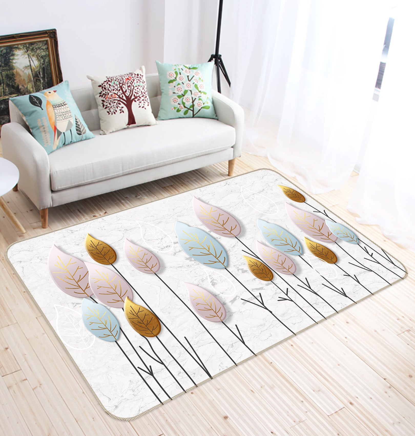 3D Tree Leaves 77063 Non Slip Rug Mat