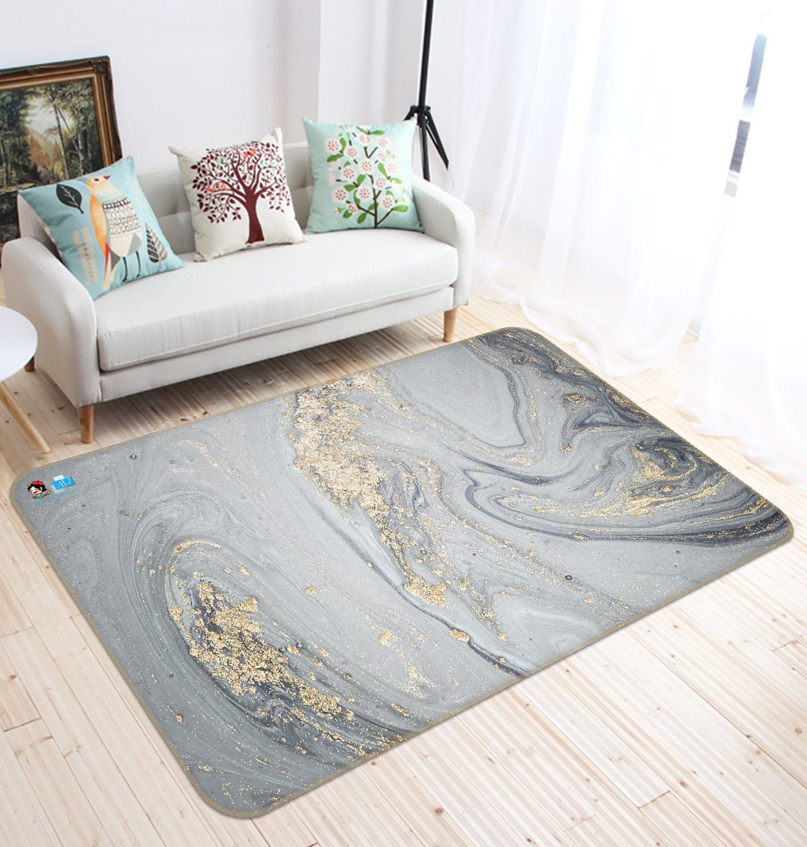 3D Silver Quicksand 56 Non Slip Rug Mat Mat AJ Creativity Home 