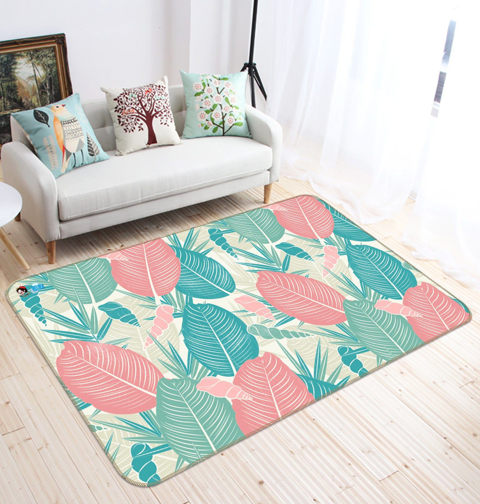3D Powder Leaf 010 Non Slip Rug Mat Mat AJ Creativity Home 