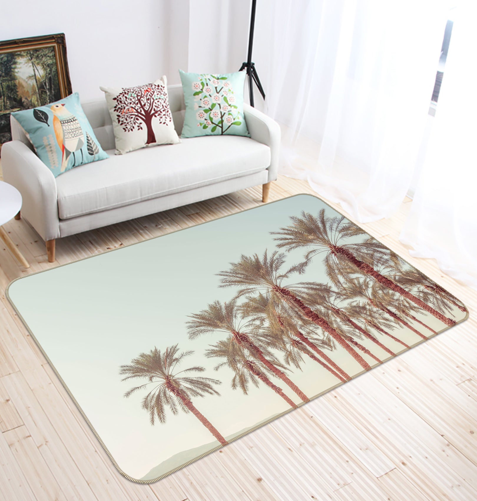 3D Palm Trees 162 Assaf Frank Rug Non Slip Rug Mat